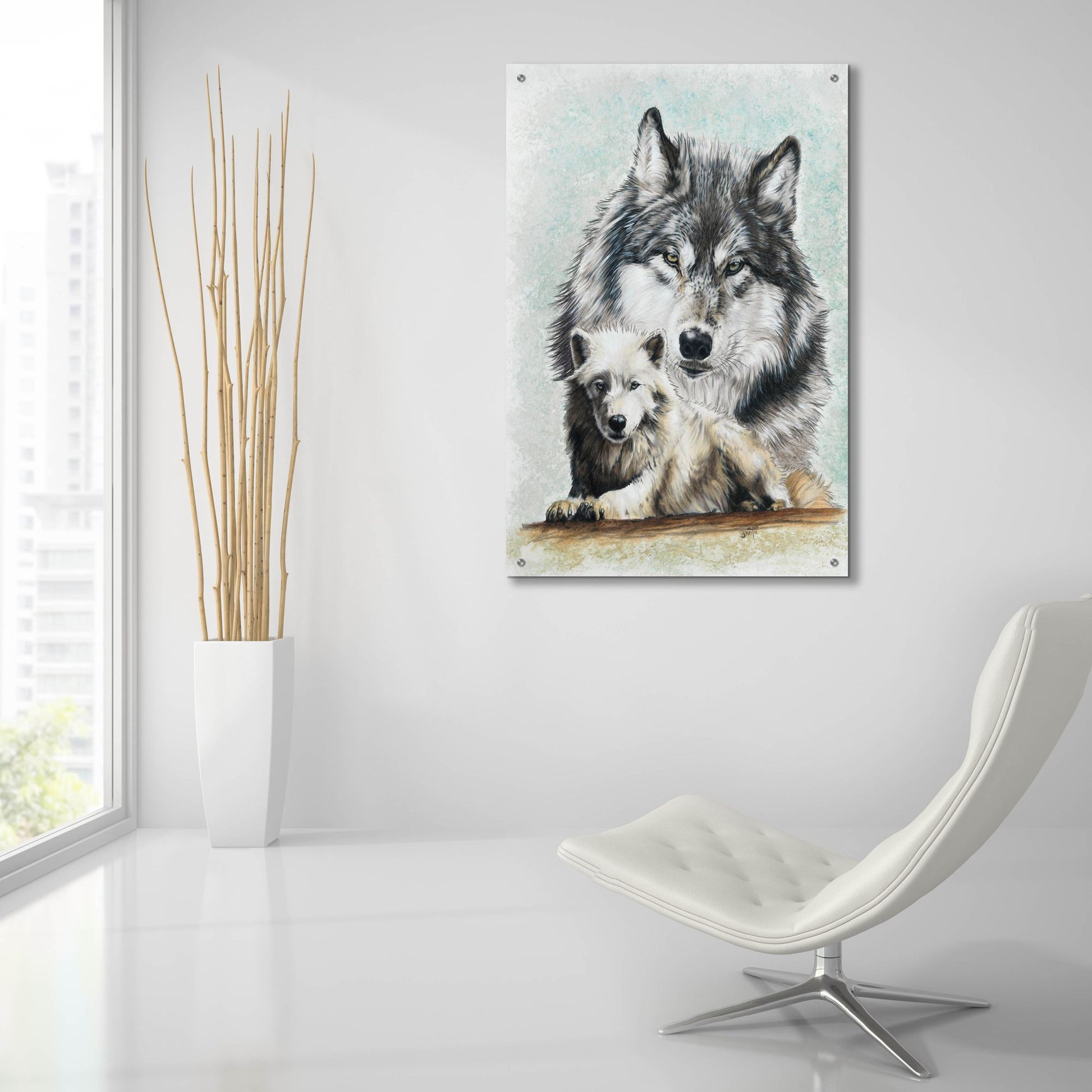 Epic Art 'Tundra Wolf' by Barbara Keith, Acrylic Glass Wall Art,24x36