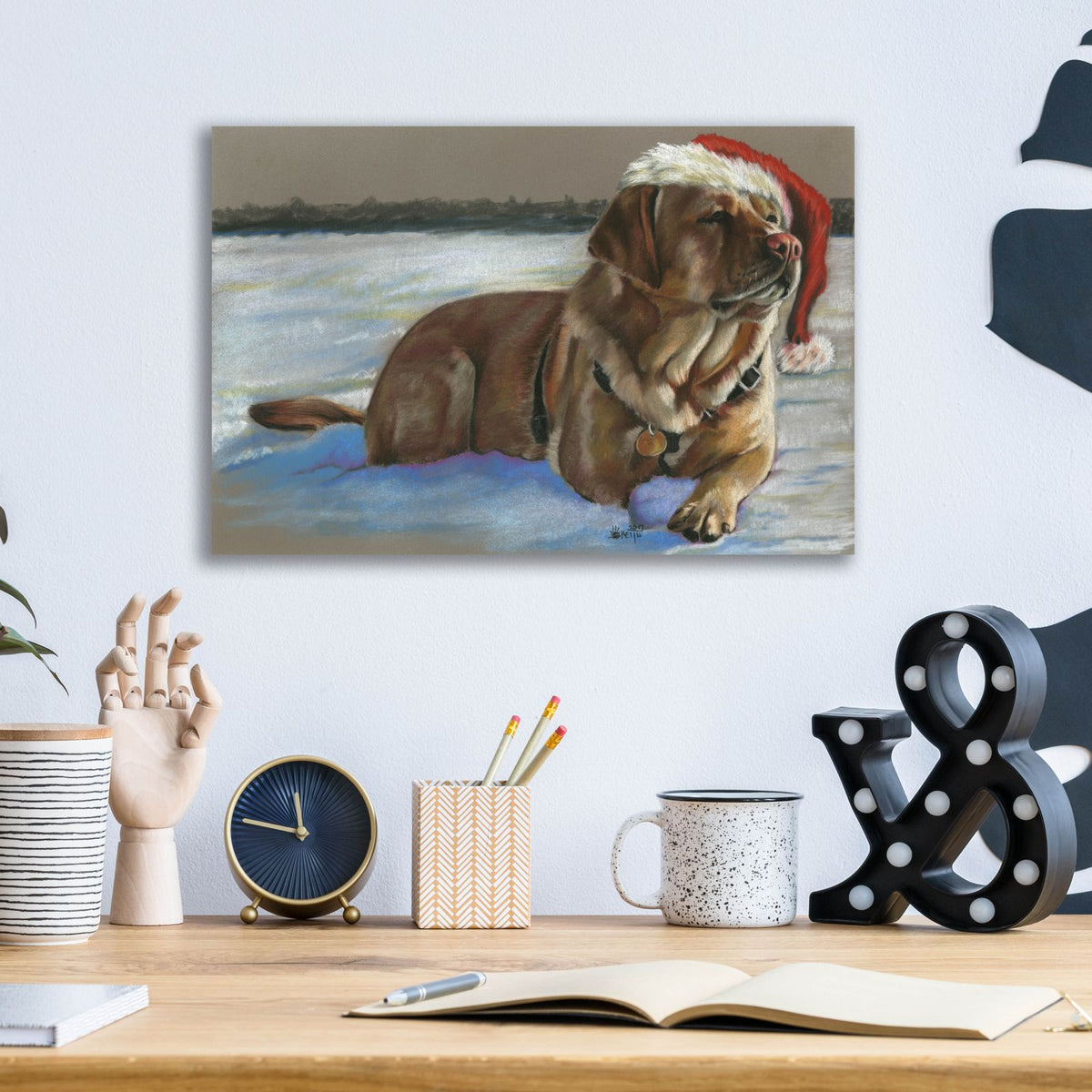 Santa's Fuzzy Elf by Barbara Keith - 16x12 acrylic wall art in a room