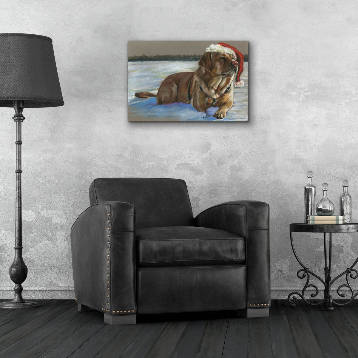 Santa's Fuzzy Elf by Barbara Keith - 24x16 acrylic wall art in a room