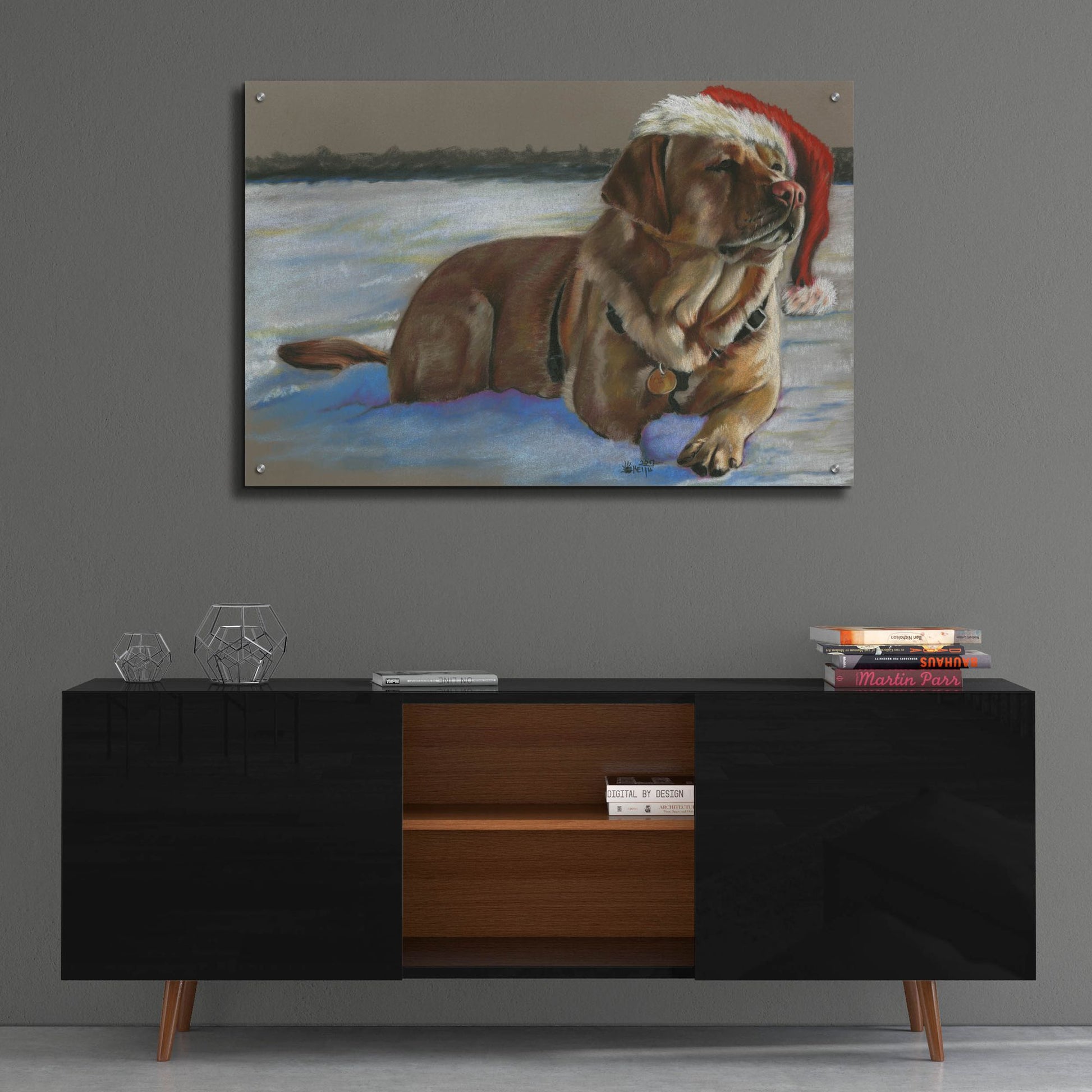 Epic Art 'Santa's Fuzzy Elf' by Barbara Keith, Acrylic Glass Wall Art,36x24