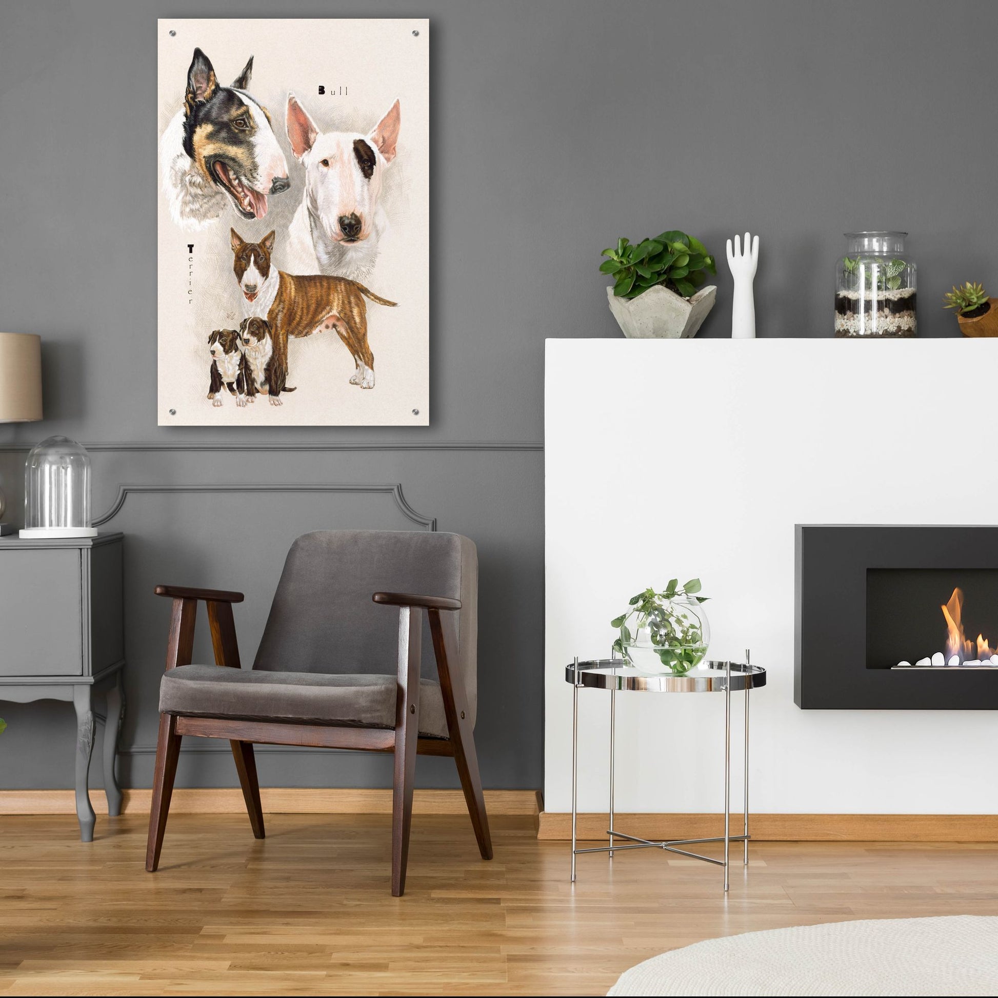 Epic Art 'Bull Terrier' by Barbara Keith, Acrylic Glass Wall Art,24x36