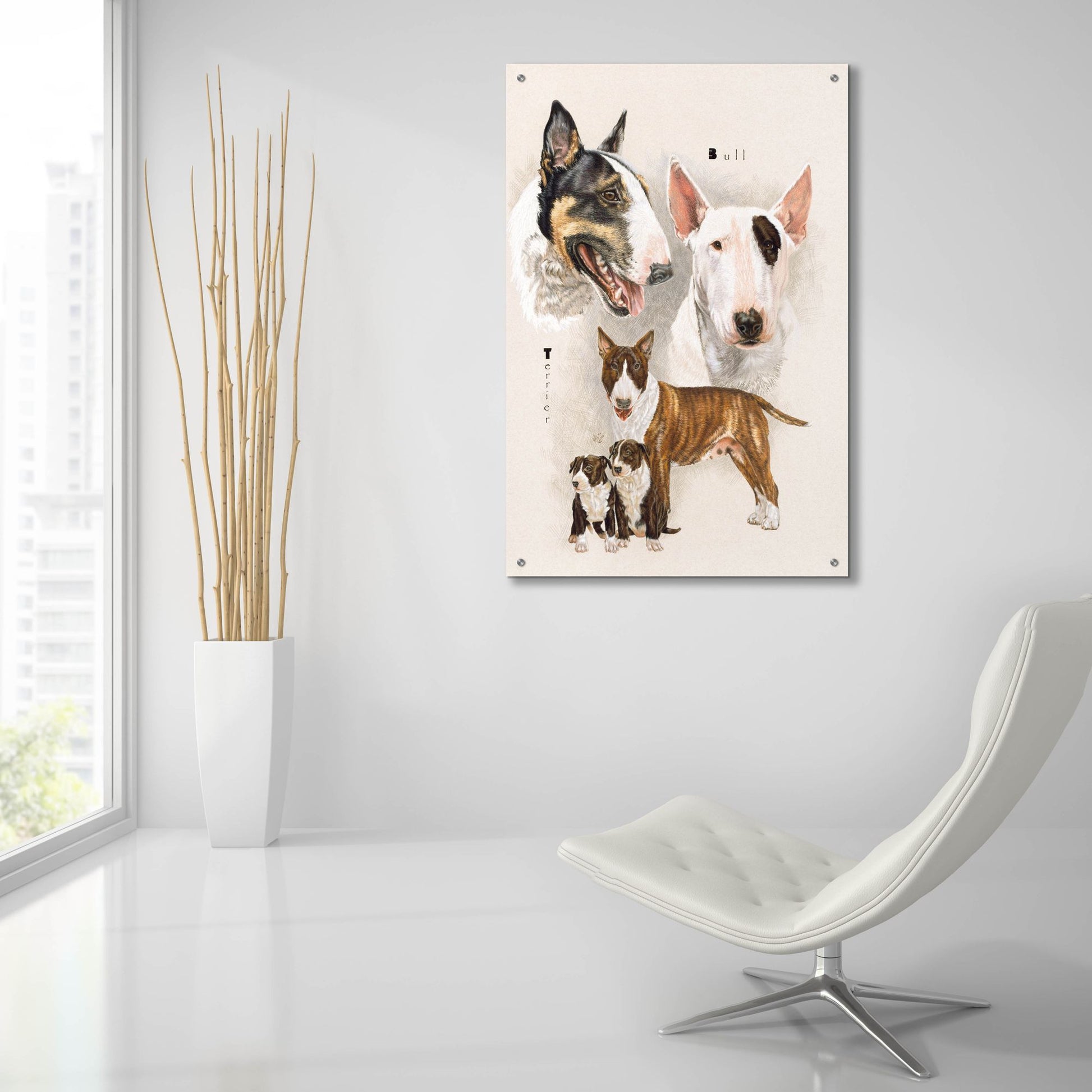 Epic Art 'Bull Terrier' by Barbara Keith, Acrylic Glass Wall Art,24x36