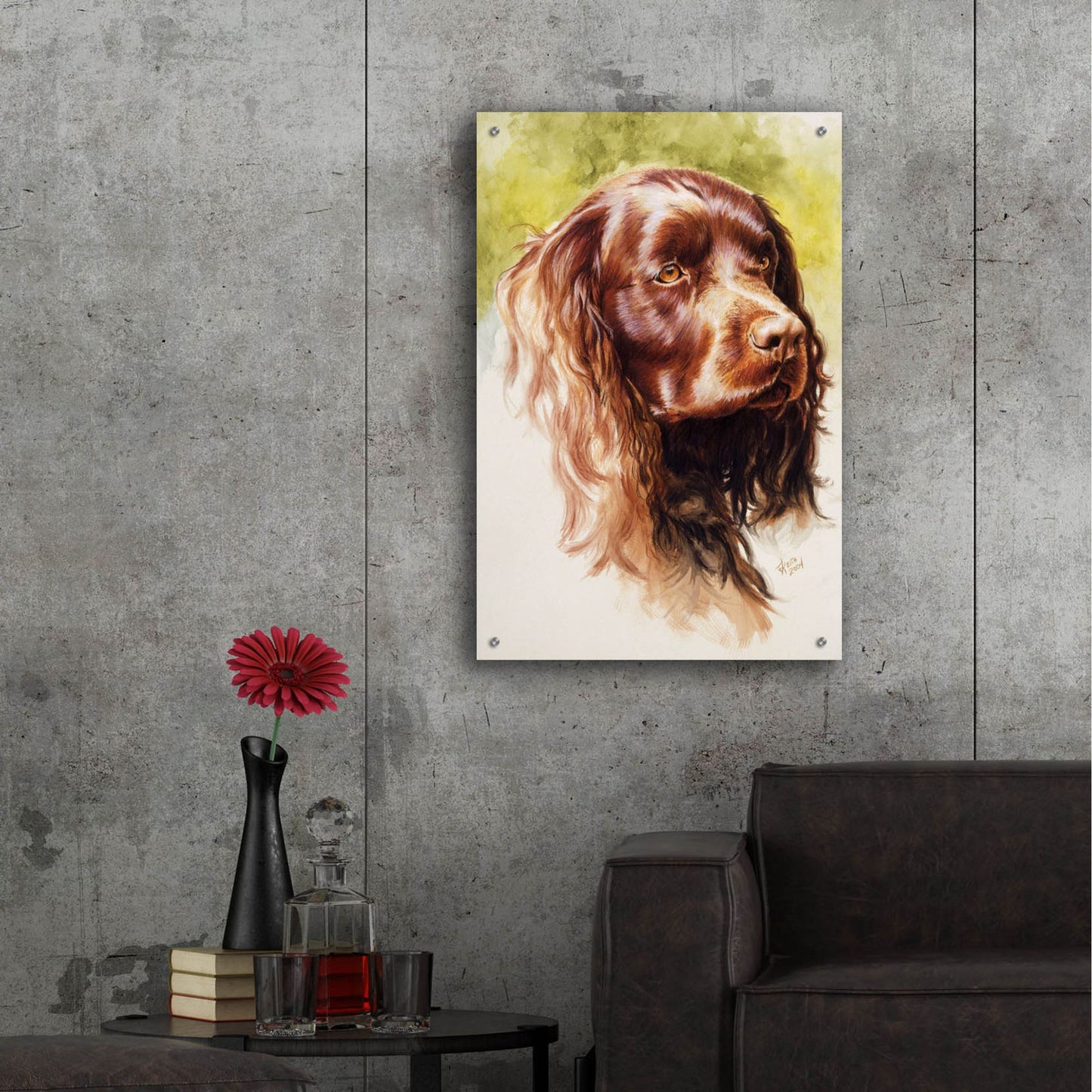 Epic Art 'Am Water Spaniel' by Barbara Keith, Acrylic Glass Wall Art,24x36