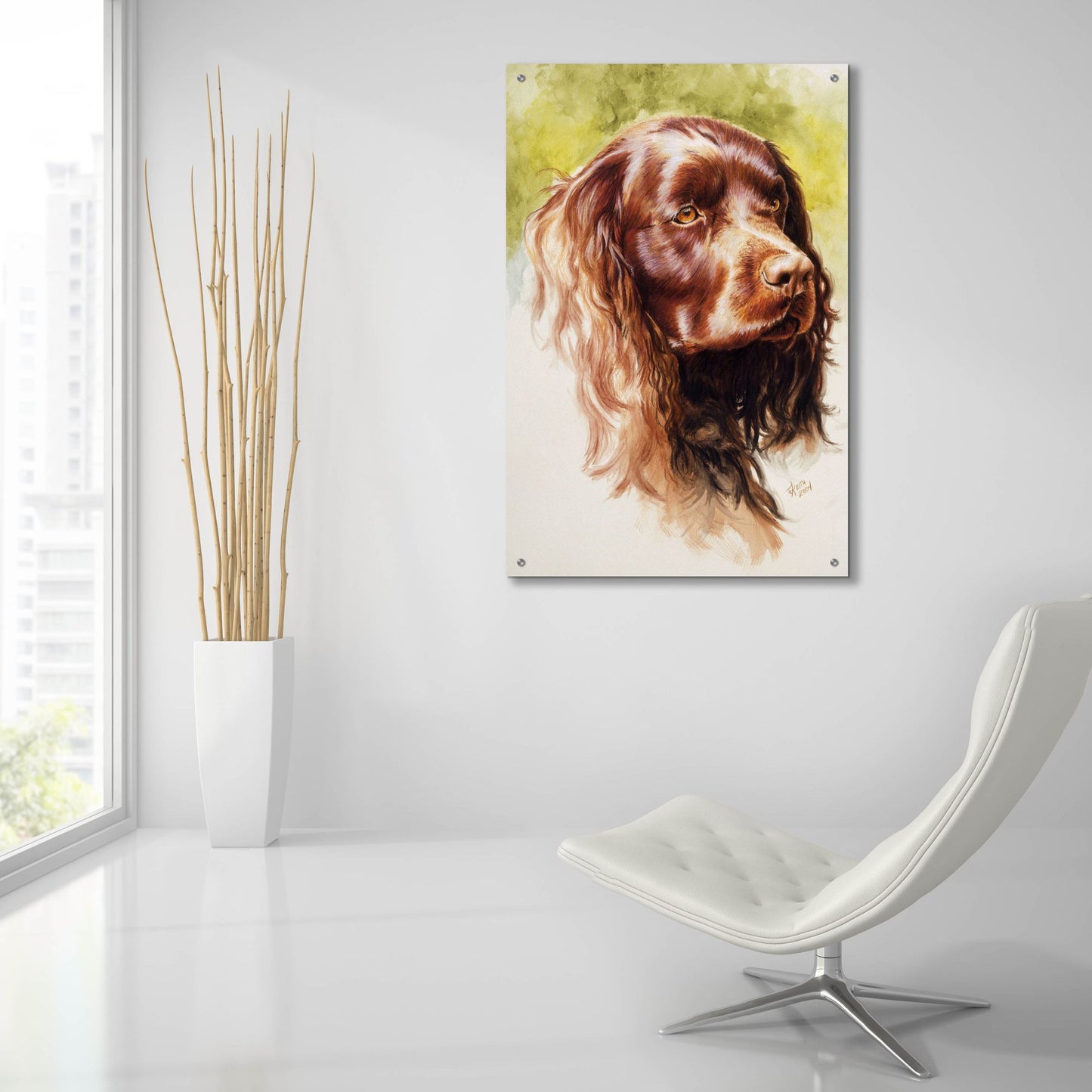 Epic Art 'Am Water Spaniel' by Barbara Keith, Acrylic Glass Wall Art,24x36