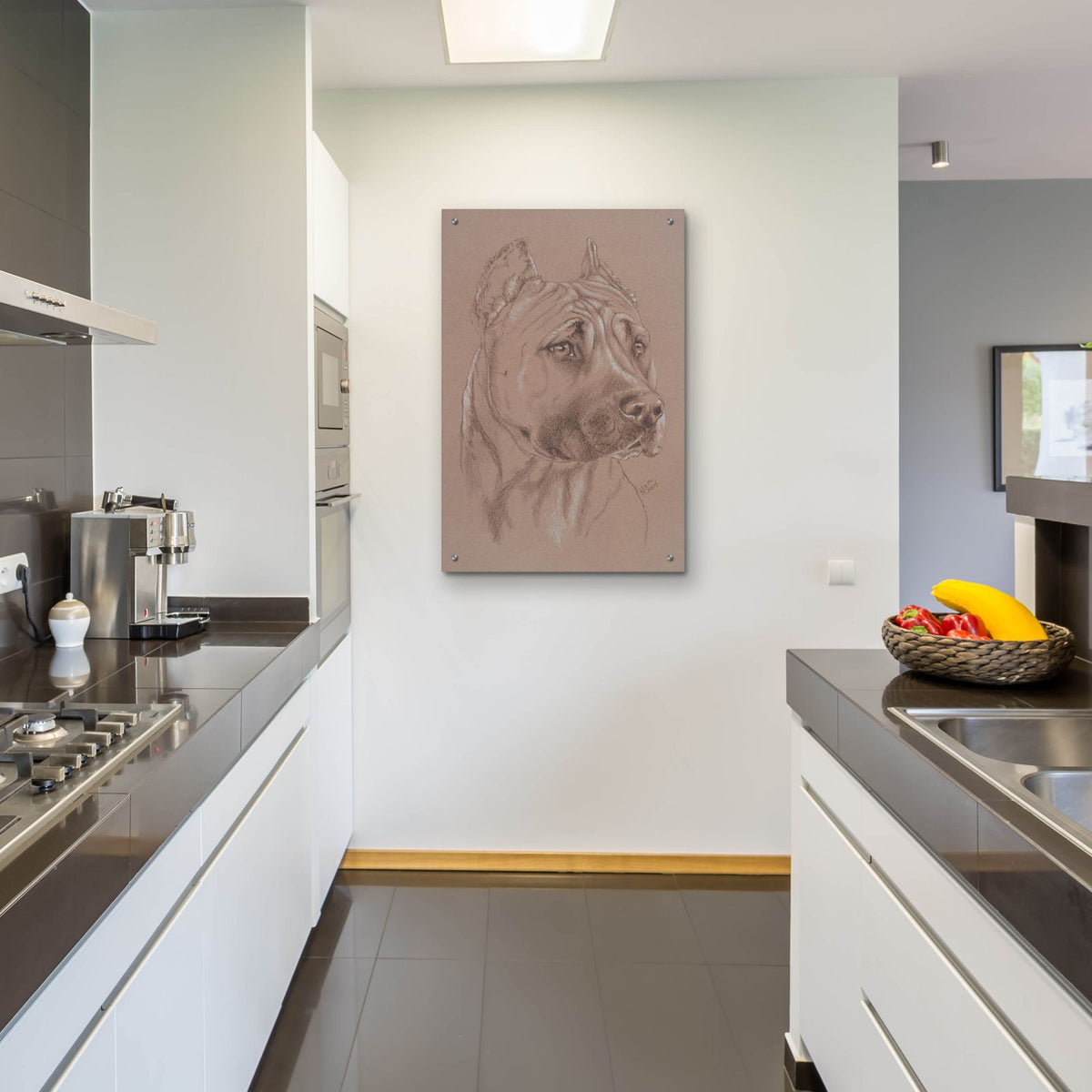 Am Staffordshire Terrier by Barbara Keith - 24x36 acrylic wall art in a room