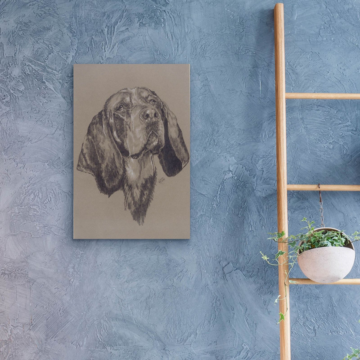 Blue Tick Hound by Barbara Keith - 16x24 acrylic wall art in a room
