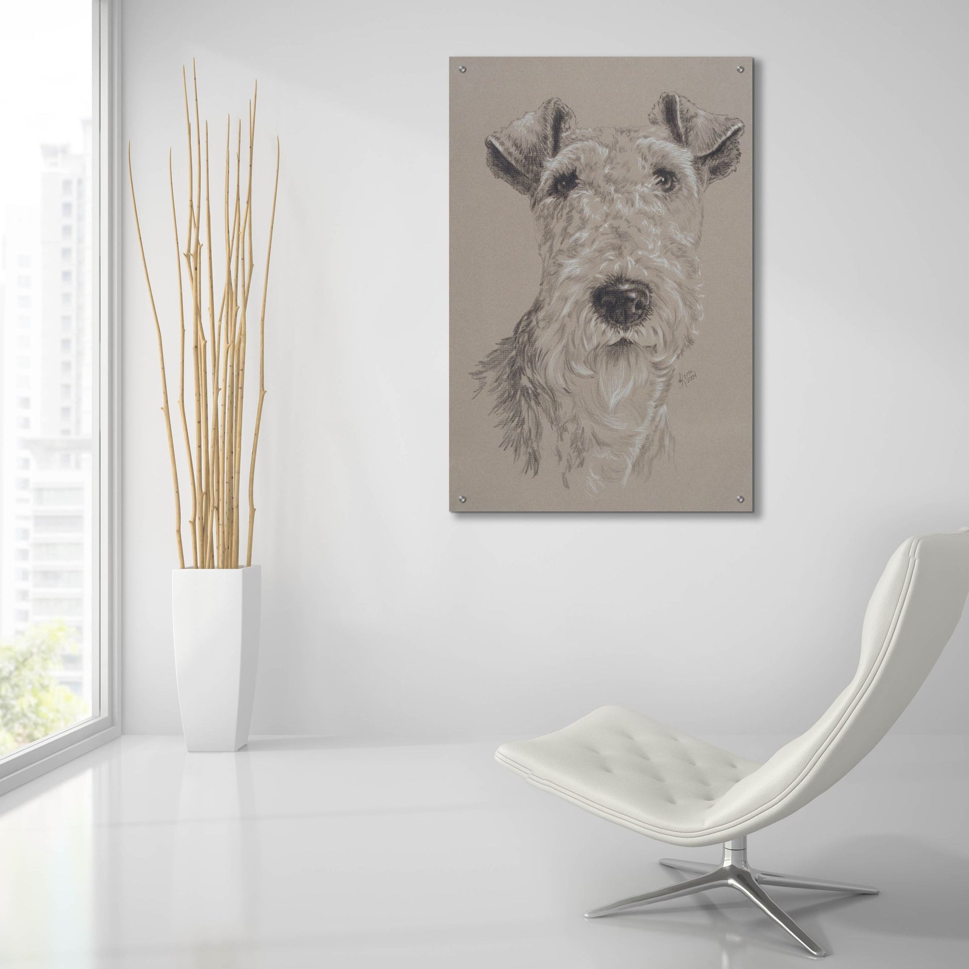 Epic Art 'Wire Fox Terrier' by Barbara Keith, Acrylic Glass Wall Art,24x36