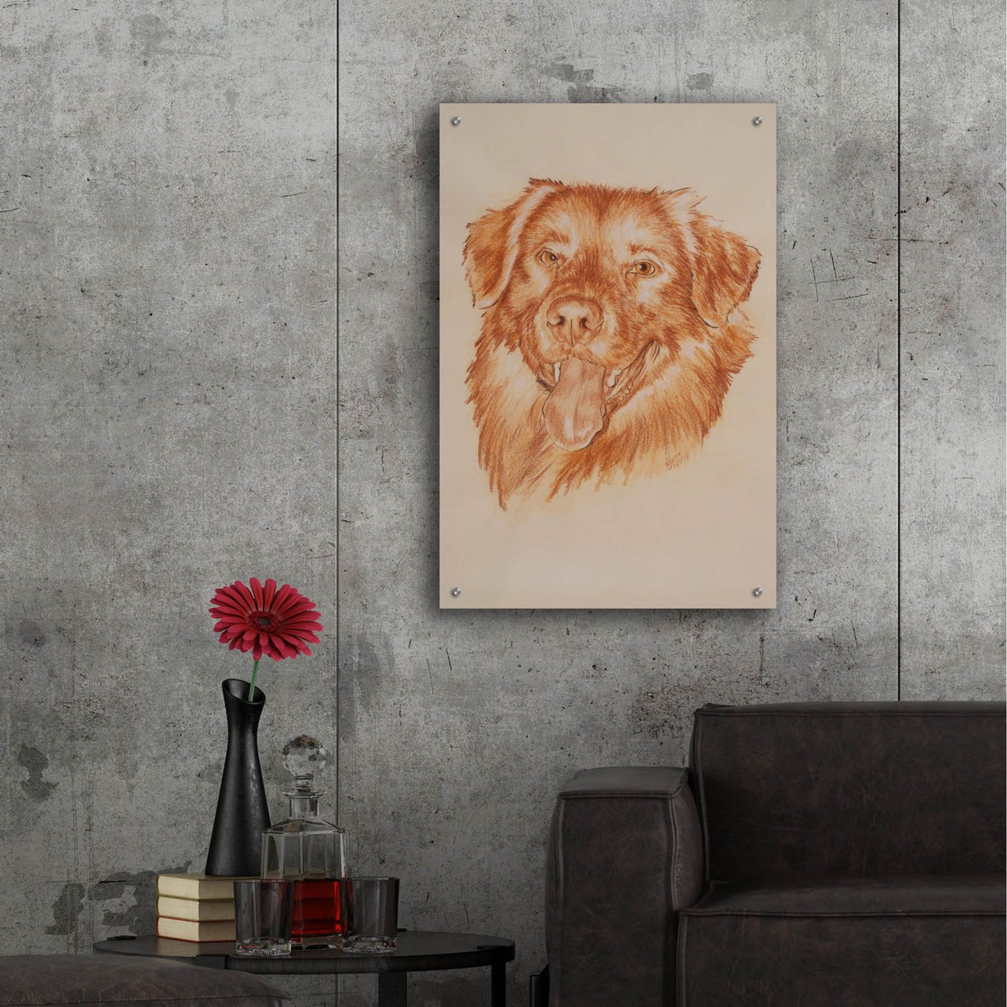 Epic Art 'Golden Retriever' by Barbara Keith, Acrylic Glass Wall Art,24x36