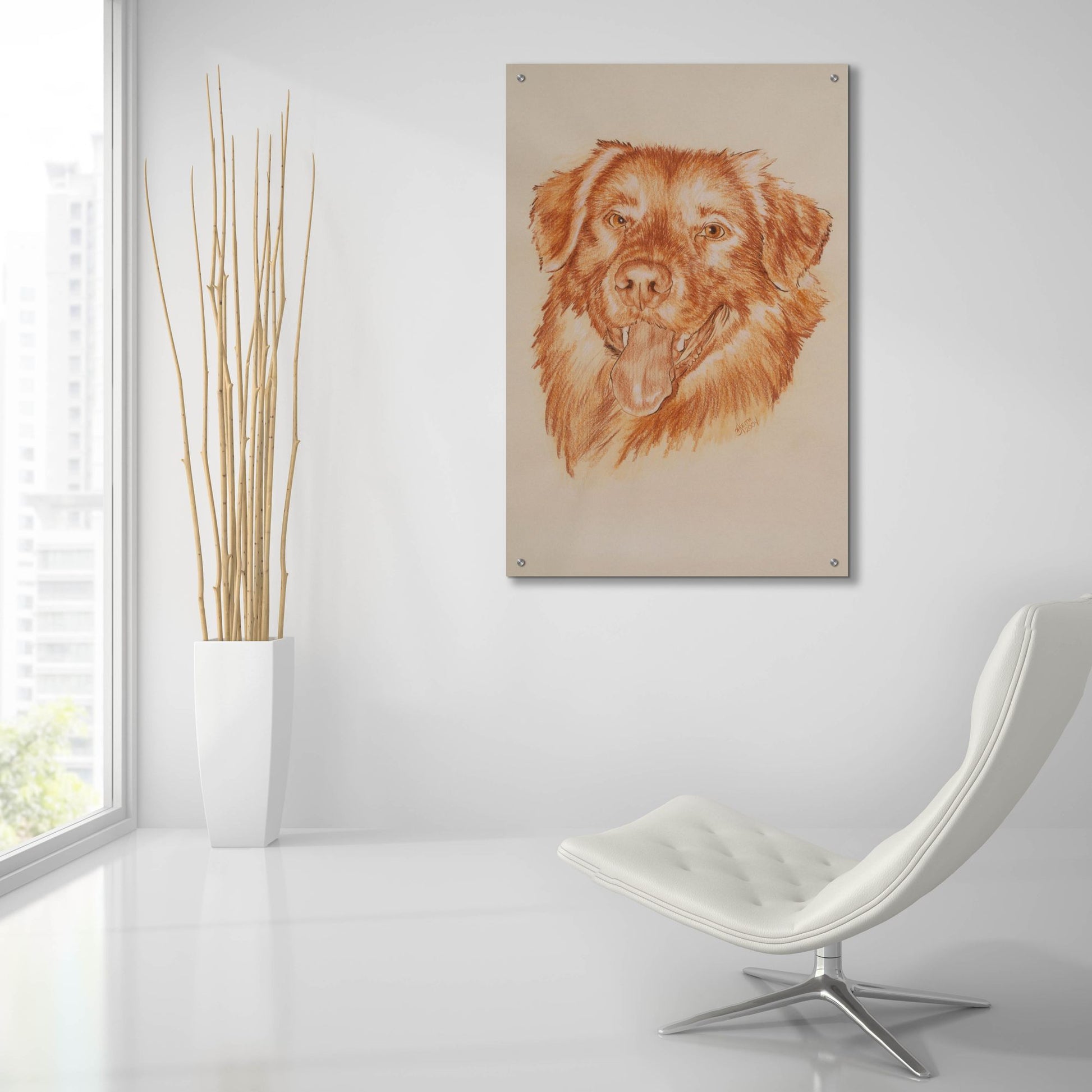 Epic Art 'Golden Retriever' by Barbara Keith, Acrylic Glass Wall Art,24x36