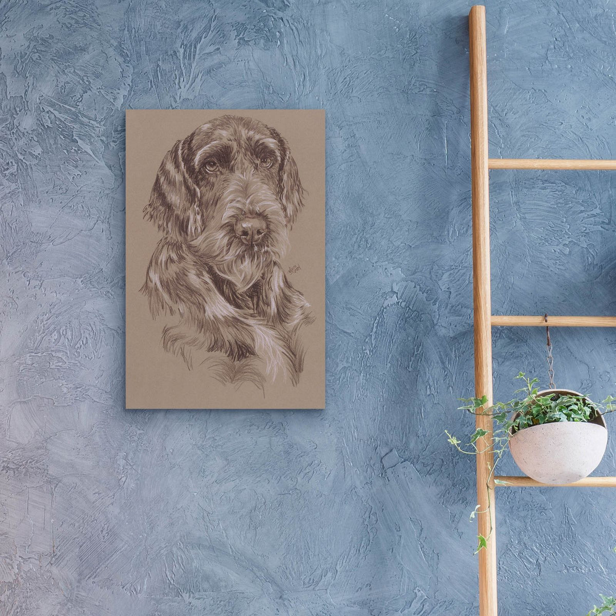 German Wirehaired Pointer by Barbara Keith - 16x24 acrylic wall art in a room