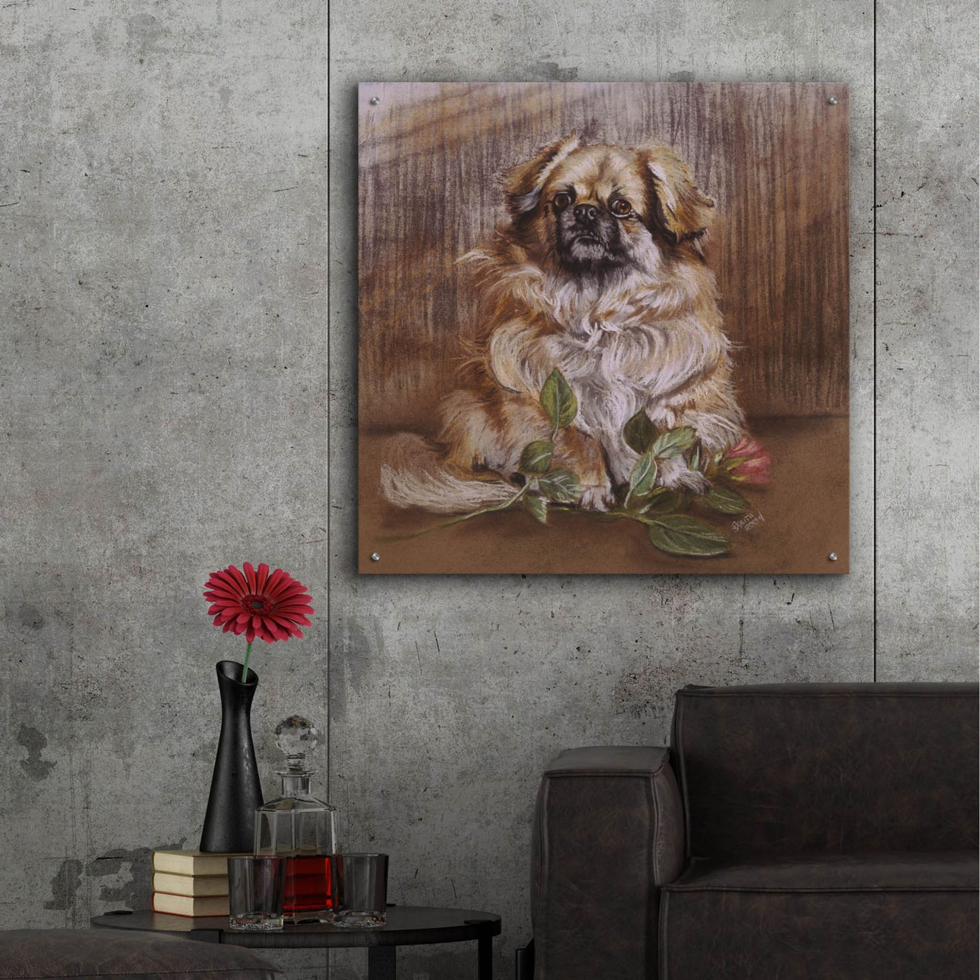 Epic Art 'Tibetan Spaniel 1' by Barbara Keith, Acrylic Glass Wall Art,36x36