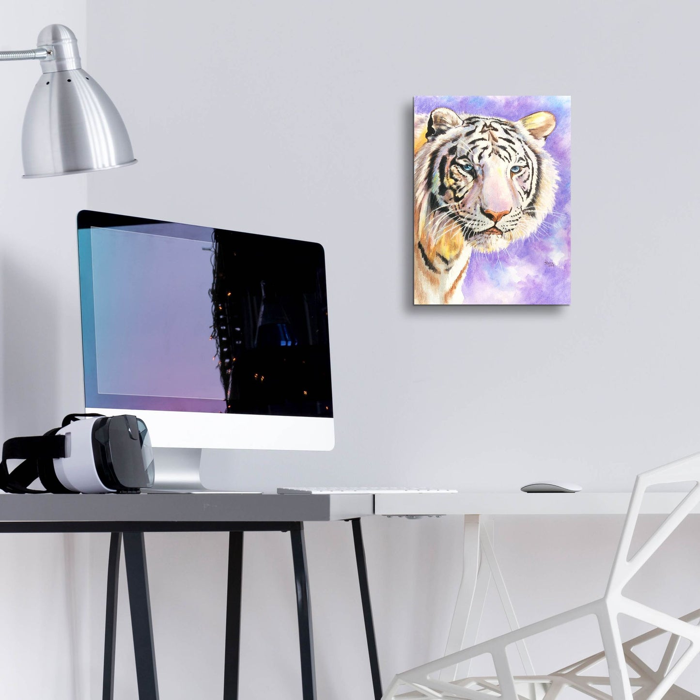 Epic Art 'White Tiger' by Barbara Keith, Acrylic Glass Wall Art,12x16