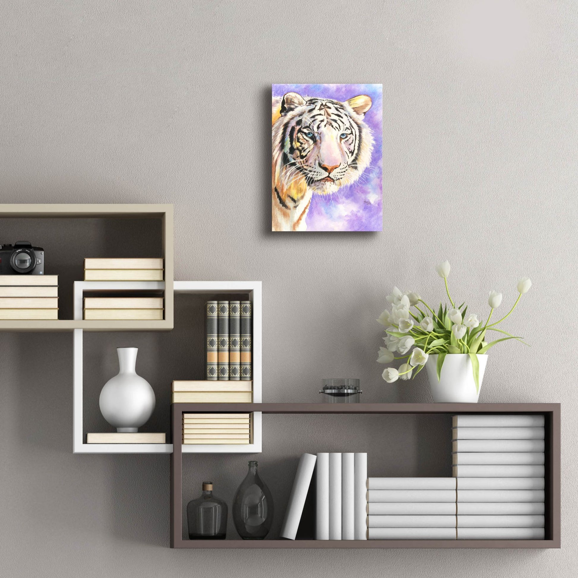 Epic Art 'White Tiger' by Barbara Keith, Acrylic Glass Wall Art,12x16