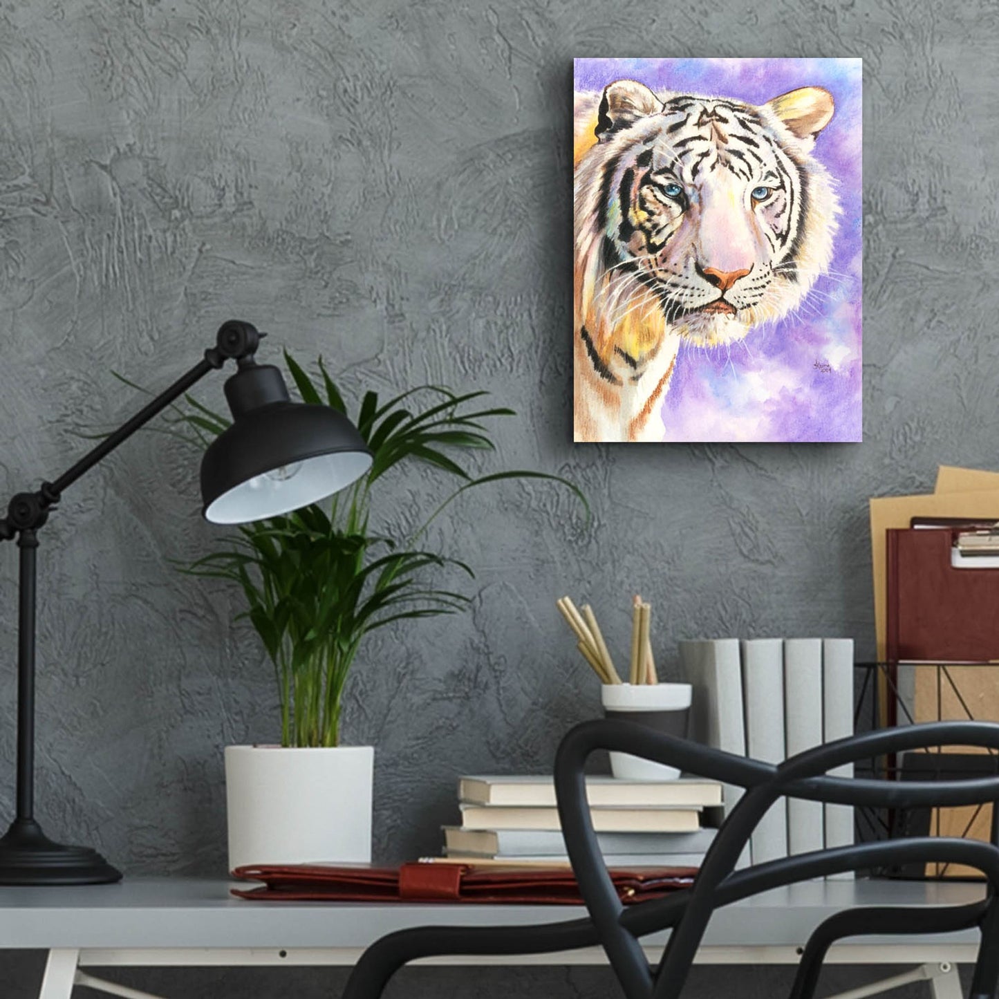 Epic Art 'White Tiger' by Barbara Keith, Acrylic Glass Wall Art,12x16