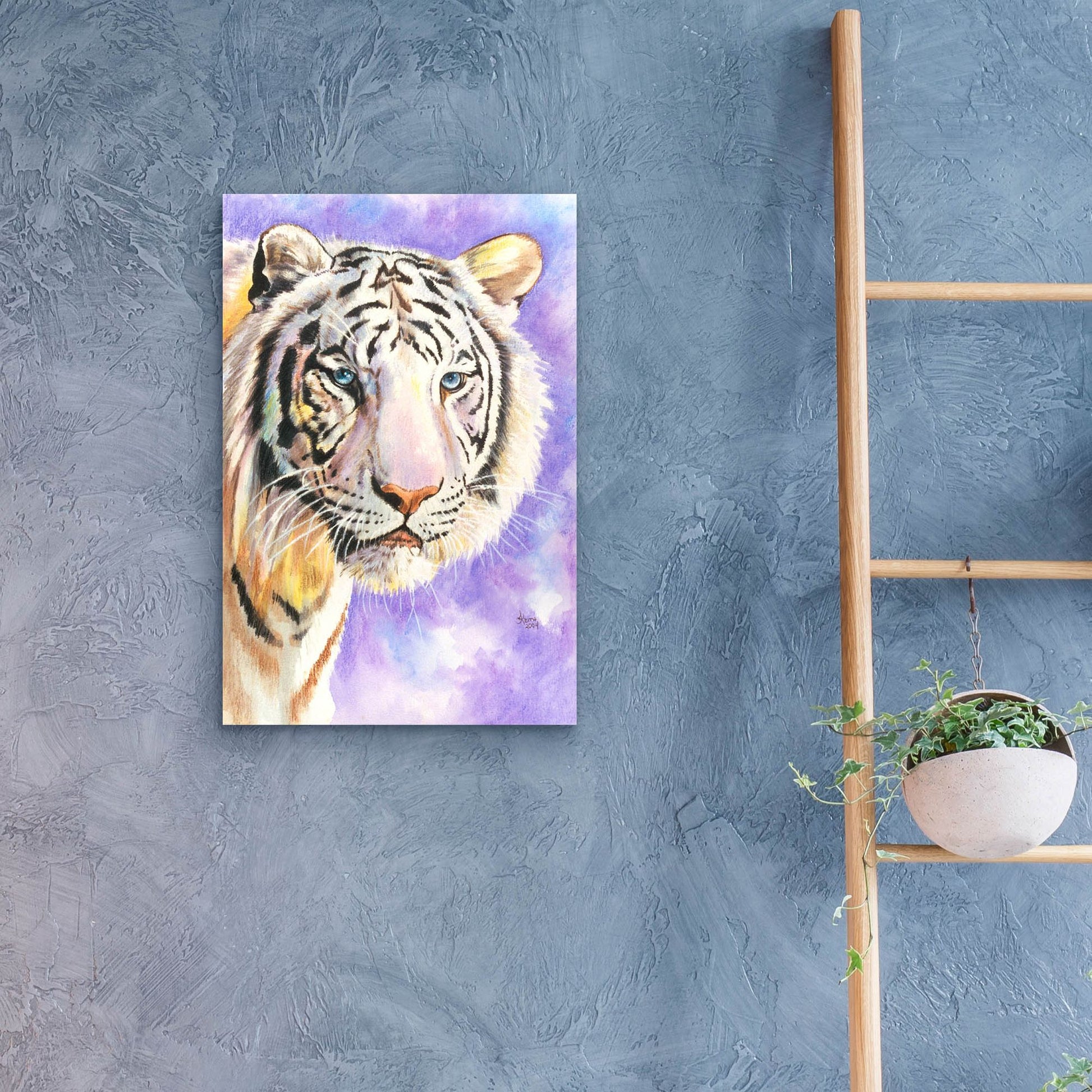 Epic Art 'White Tiger' by Barbara Keith, Acrylic Glass Wall Art,16x24