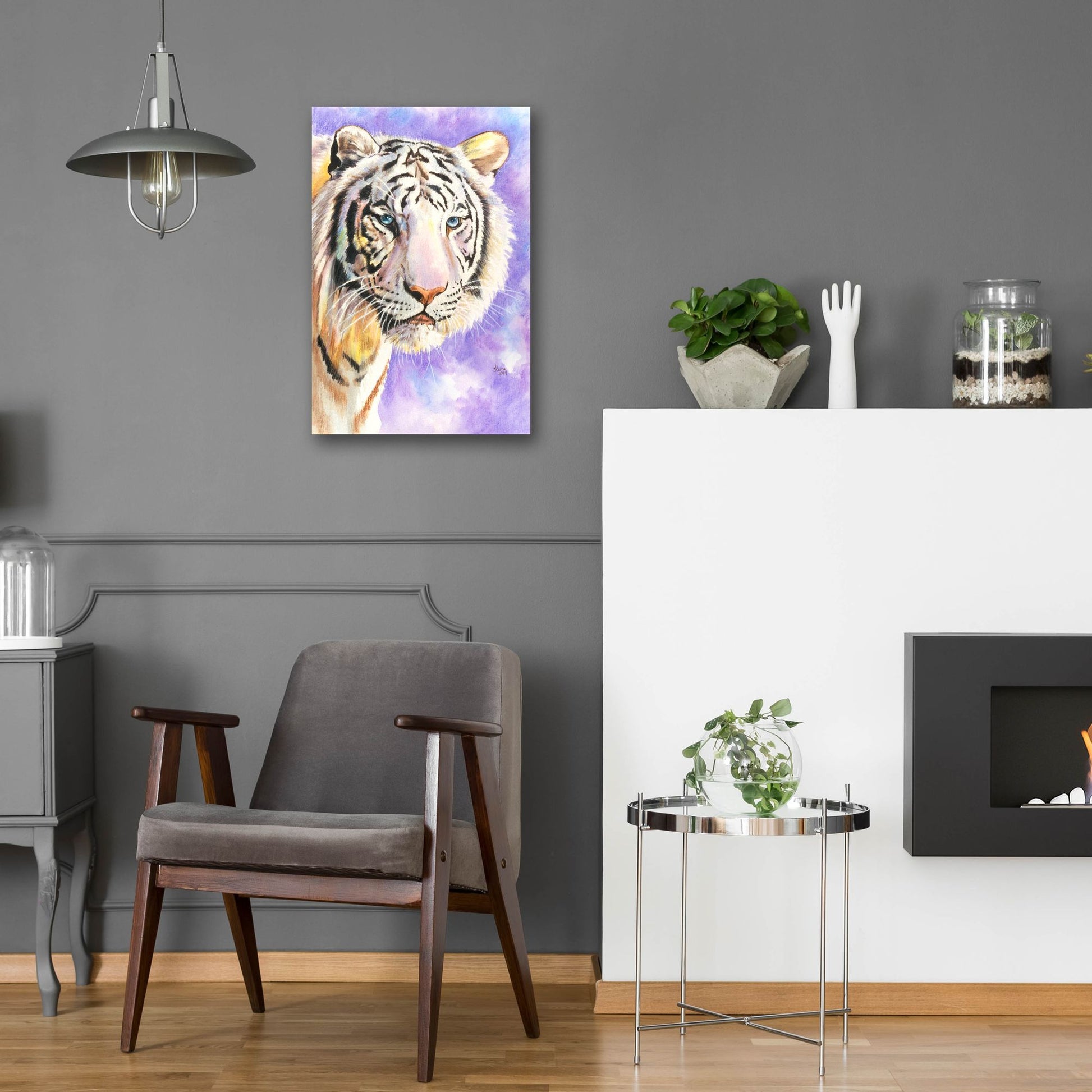 Epic Art 'White Tiger' by Barbara Keith, Acrylic Glass Wall Art,16x24