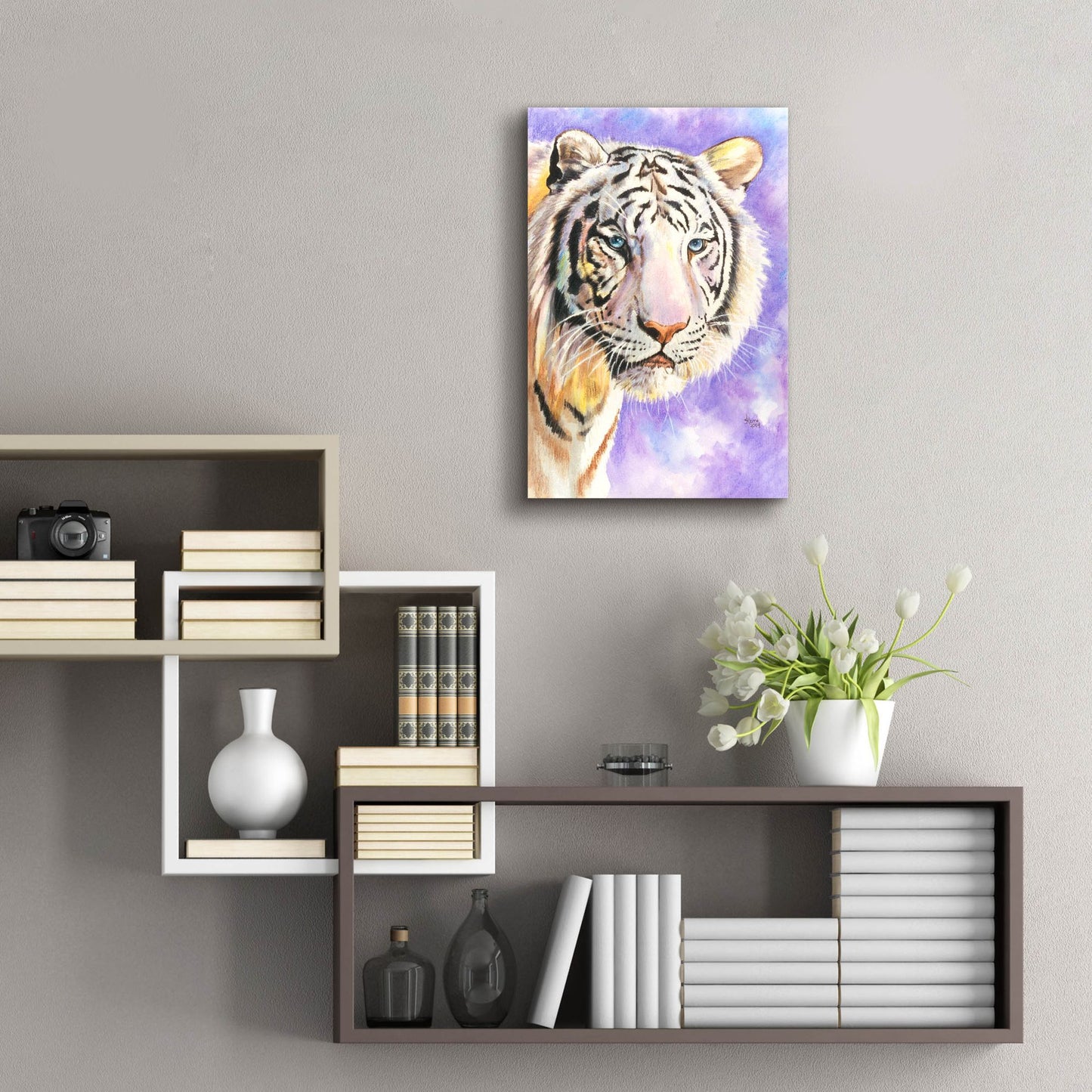 Epic Art 'White Tiger' by Barbara Keith, Acrylic Glass Wall Art,16x24