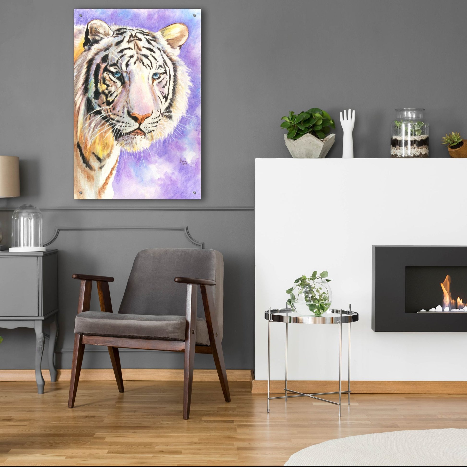 Epic Art 'White Tiger' by Barbara Keith, Acrylic Glass Wall Art,24x36