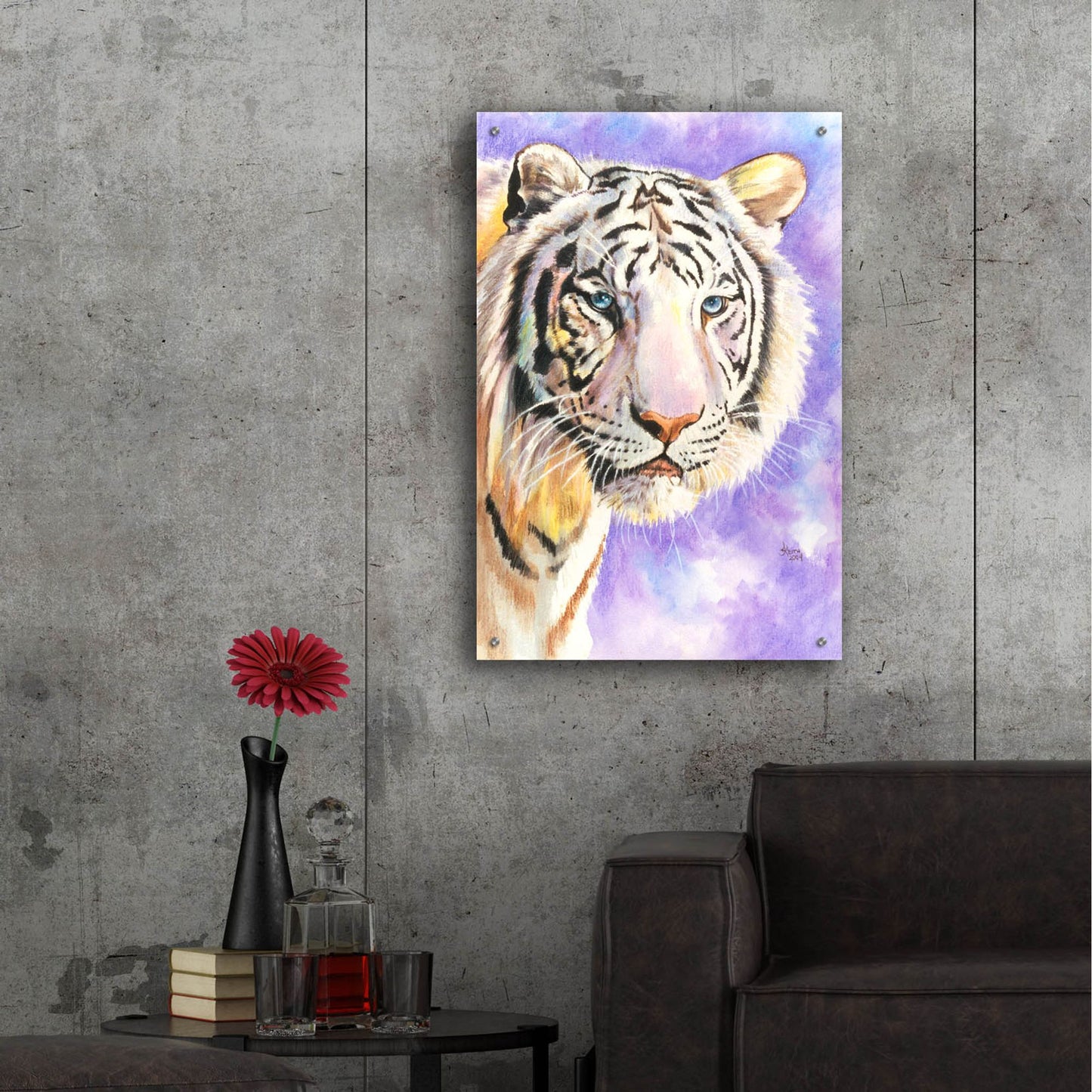 Epic Art 'White Tiger' by Barbara Keith, Acrylic Glass Wall Art,24x36