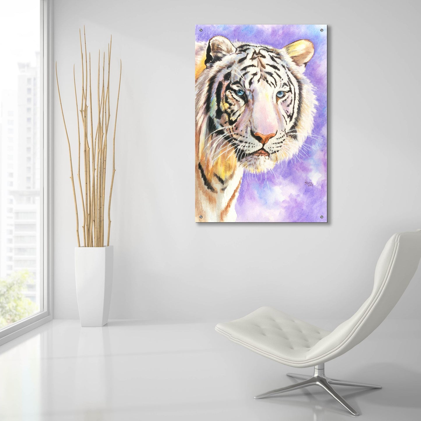 Epic Art 'White Tiger' by Barbara Keith, Acrylic Glass Wall Art,24x36