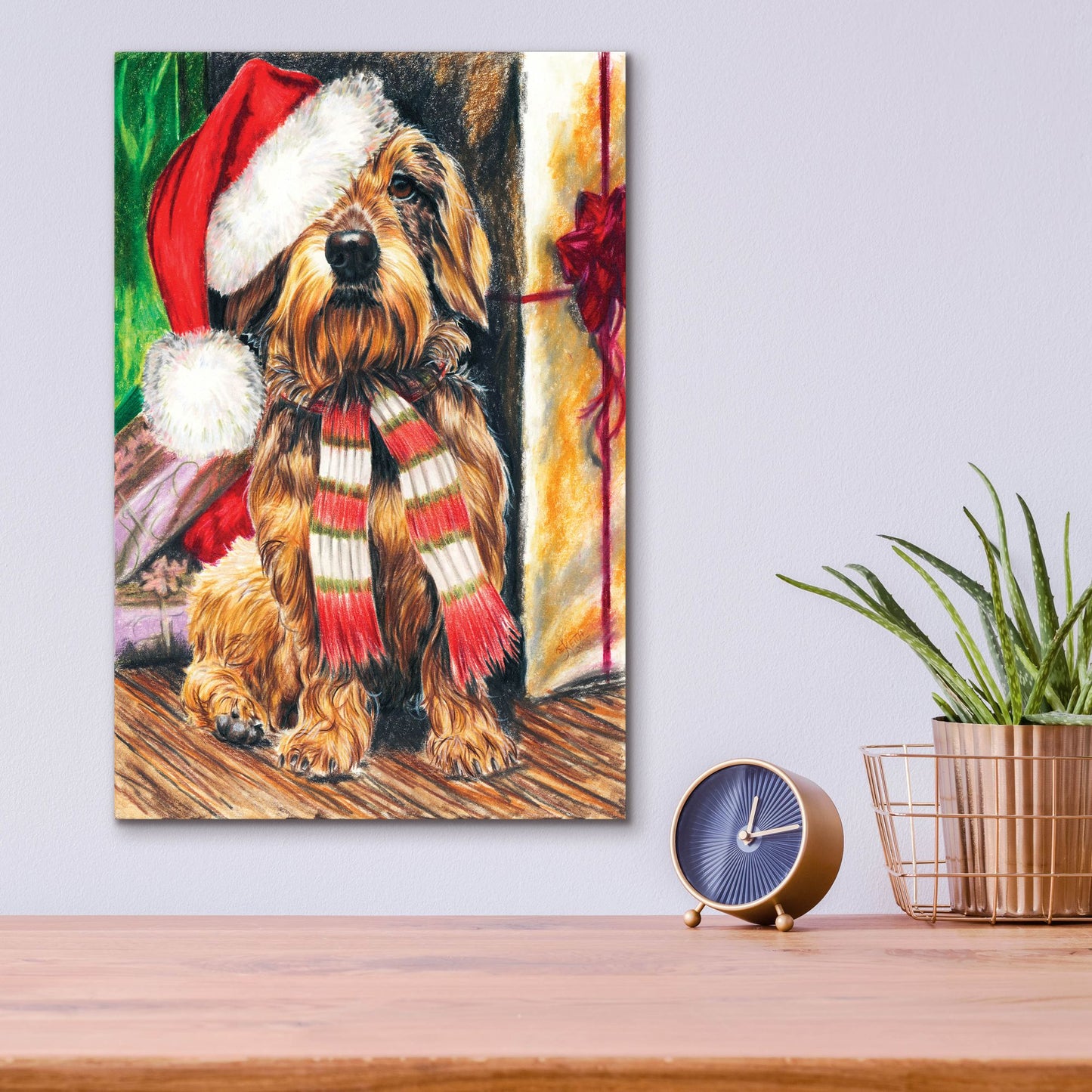 Epic Art 'Dachsund Santa Hat' by Barbara Keith, Acrylic Glass Wall Art,12x16