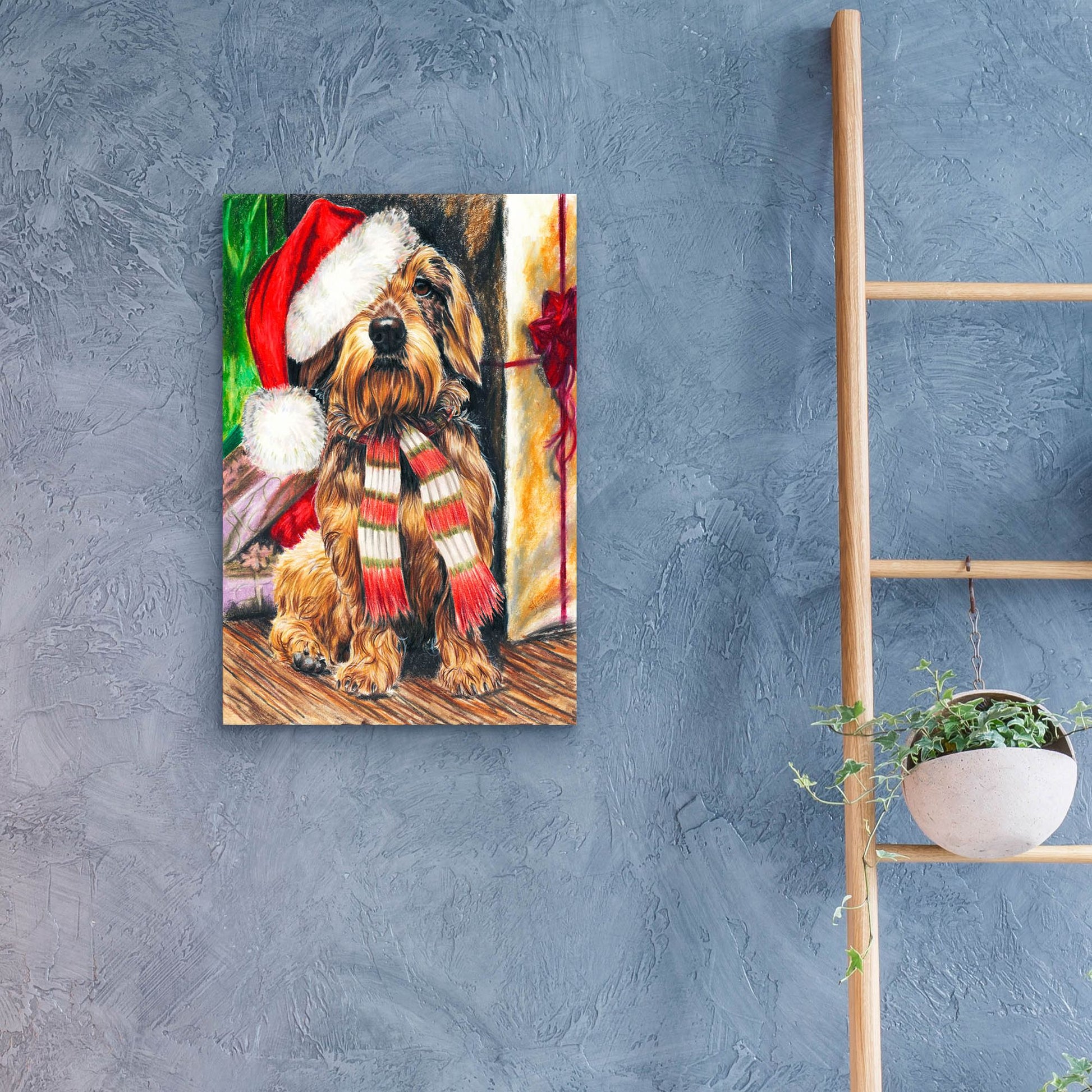 Epic Art 'Dachsund Santa Hat' by Barbara Keith, Acrylic Glass Wall Art,16x24