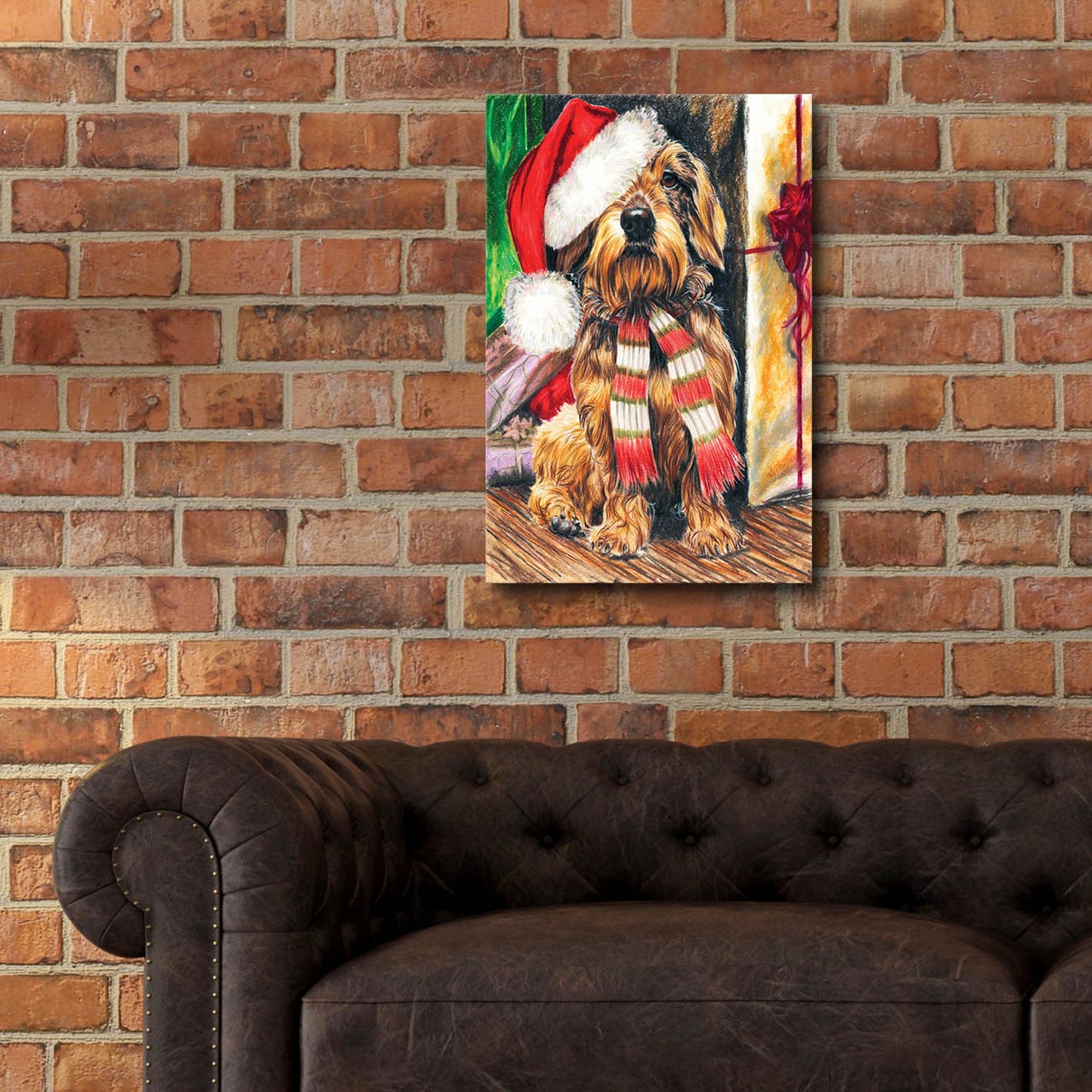 Epic Art 'Dachsund Santa Hat' by Barbara Keith, Acrylic Glass Wall Art,16x24