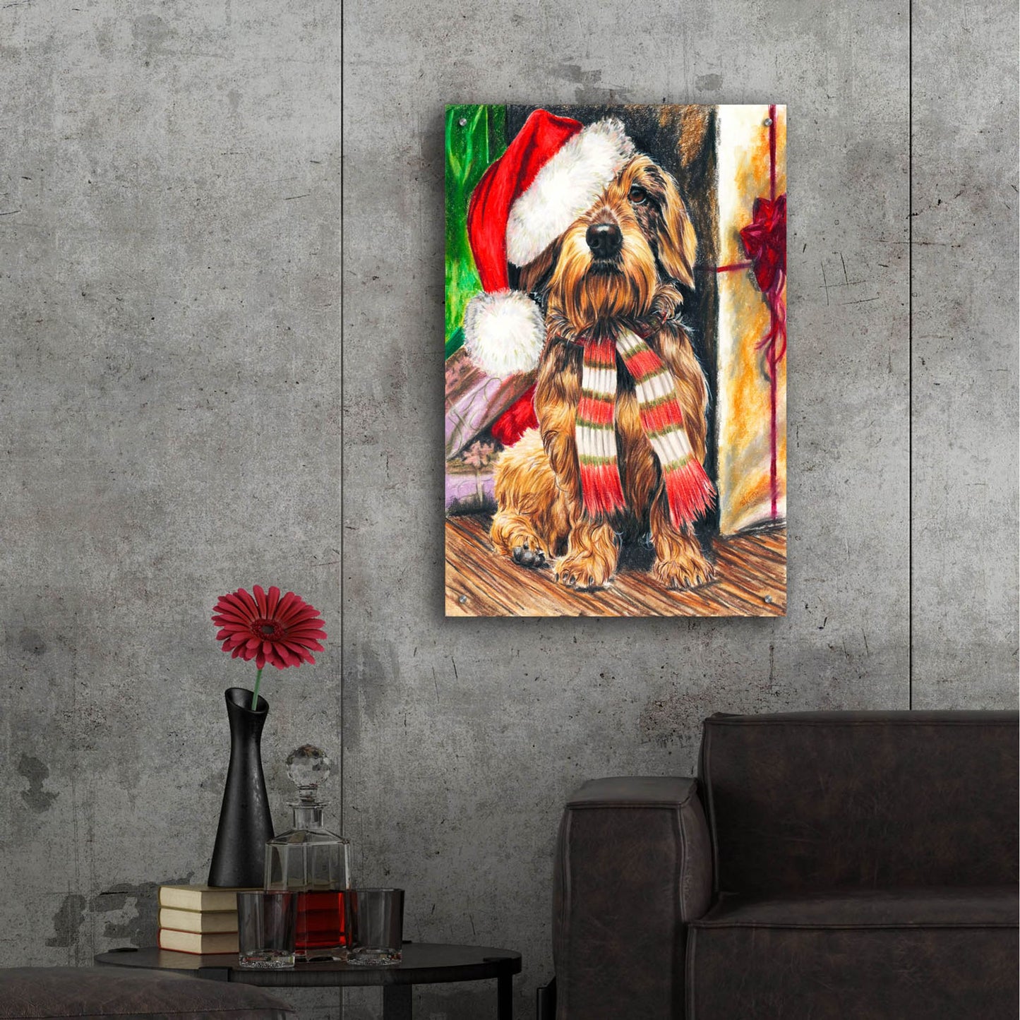 Epic Art 'Dachsund Santa Hat' by Barbara Keith, Acrylic Glass Wall Art,24x36