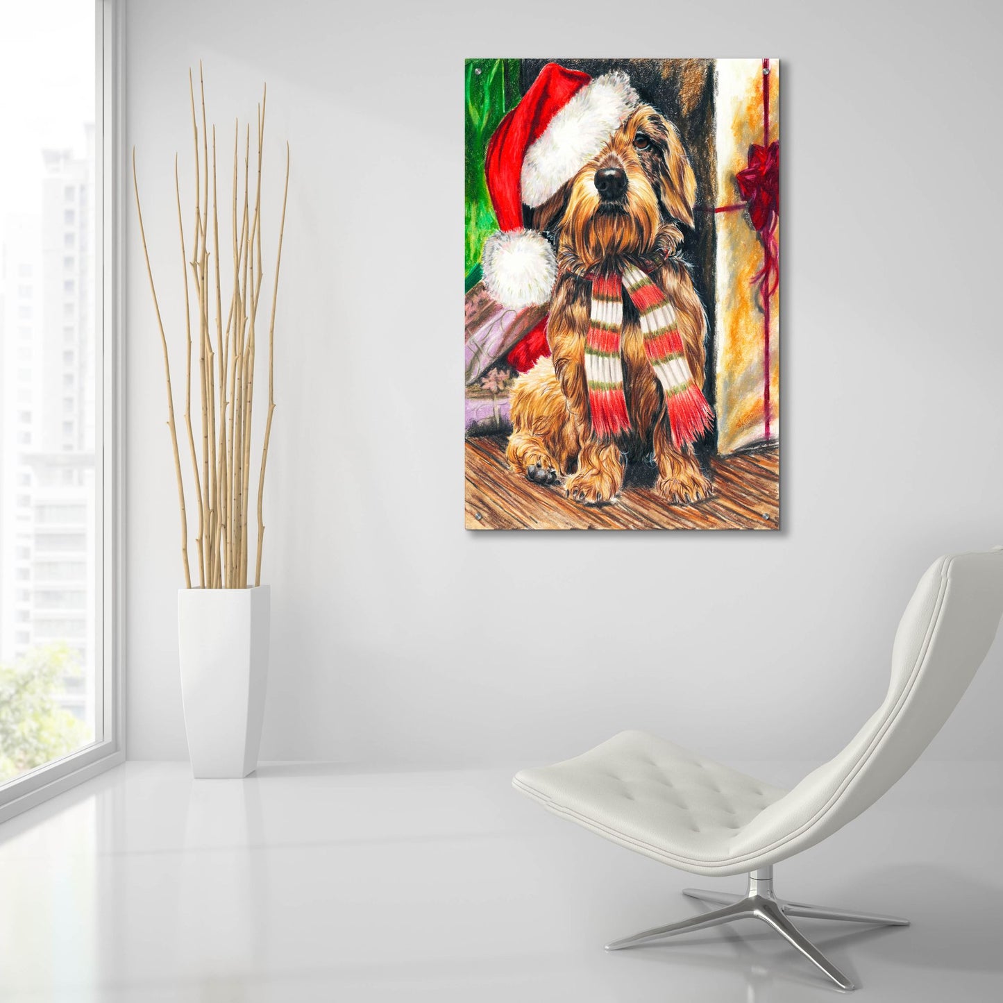 Epic Art 'Dachsund Santa Hat' by Barbara Keith, Acrylic Glass Wall Art,24x36