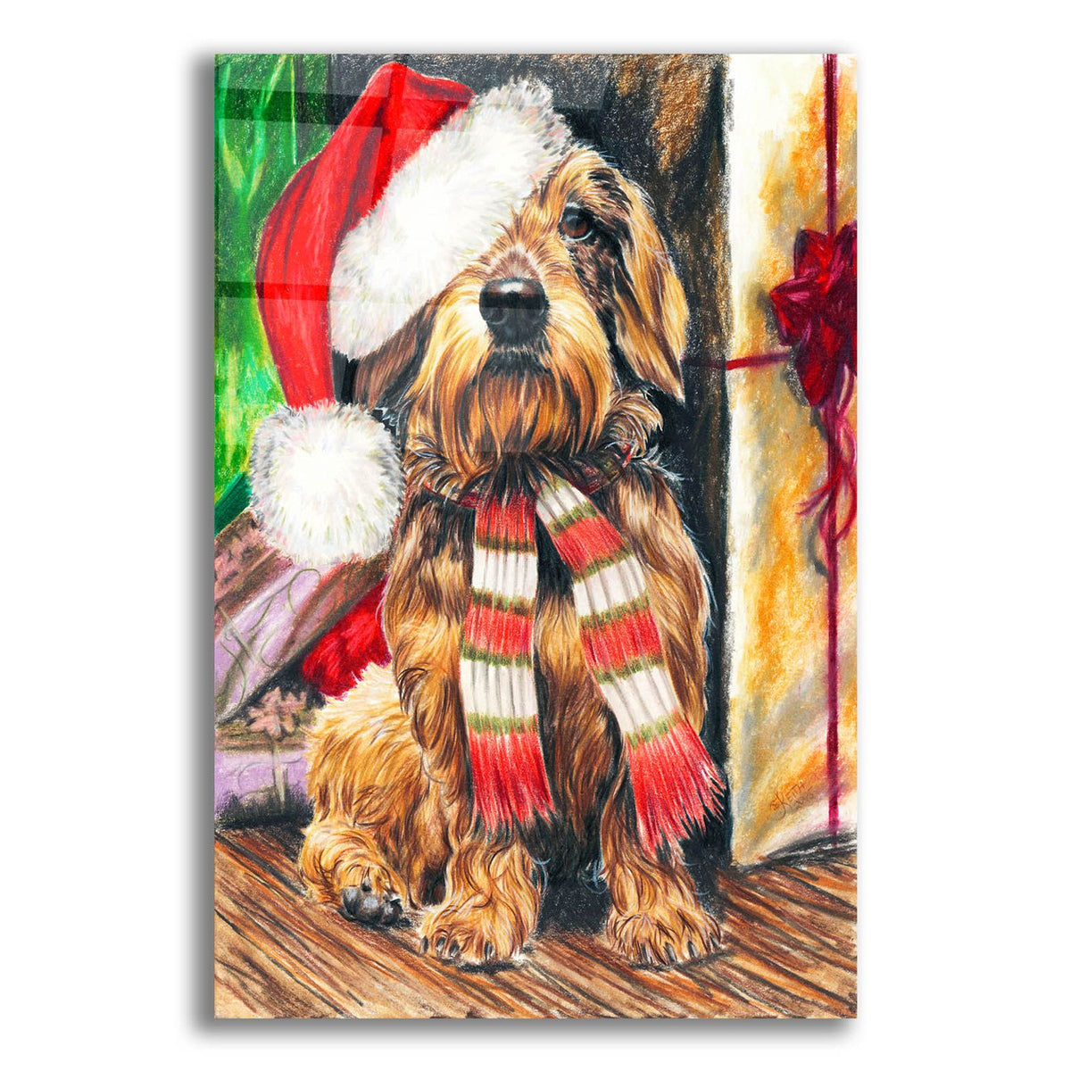 Dachsund Santa Hat by Barbara Keith acrylic glass wall art