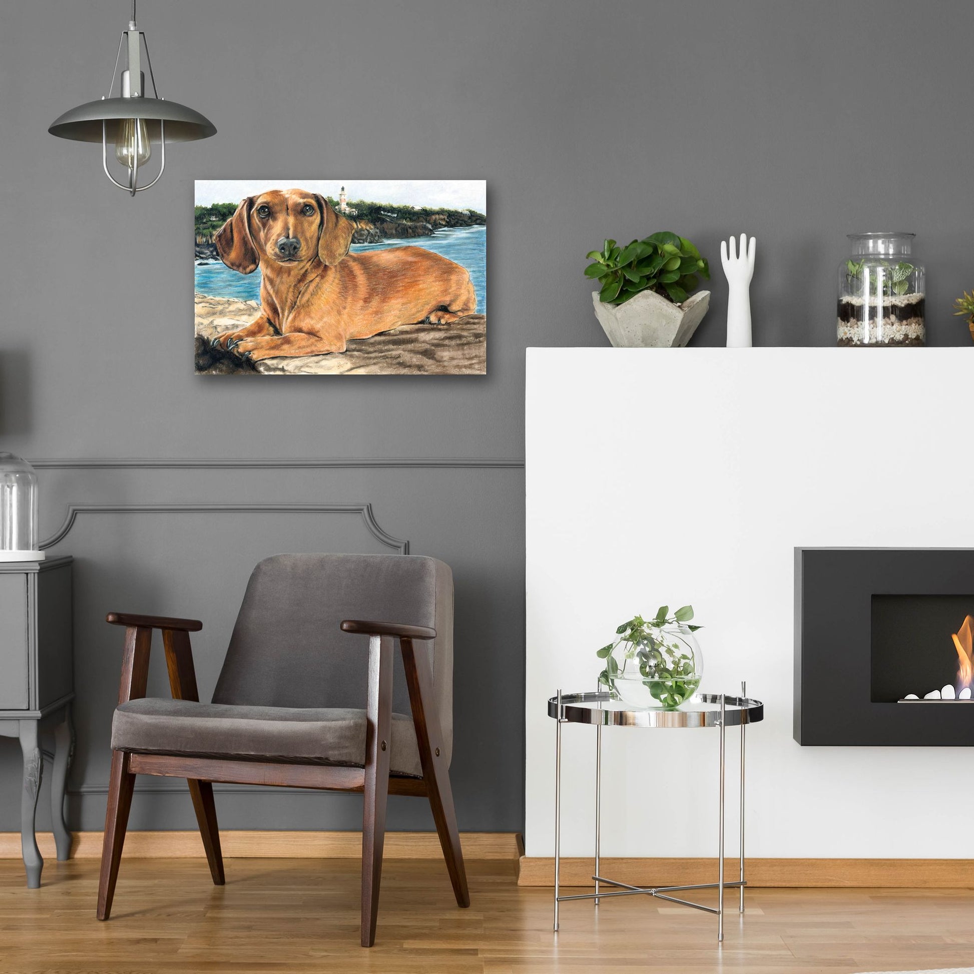 Epic Art 'Dachshund In The Bay' by Barbara Keith, Acrylic Glass Wall Art,24x16