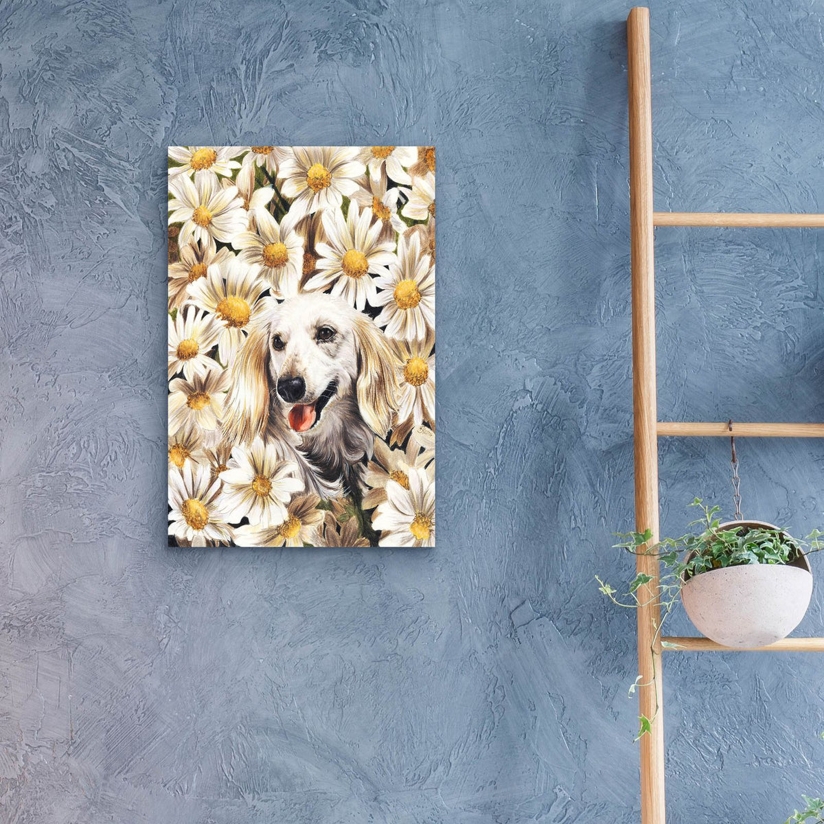 Dachsund In Daisies by Barbara Keith - 16x24 acrylic wall art in a room