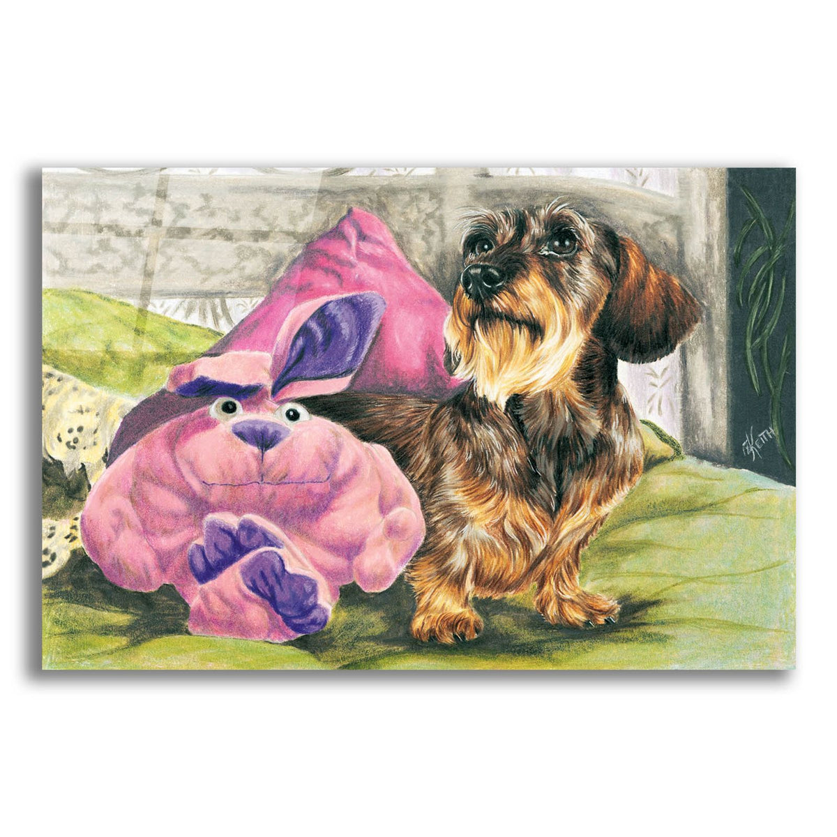 Dachsund With Stuffed Toy by Barbara Keith acrylic glass wall art