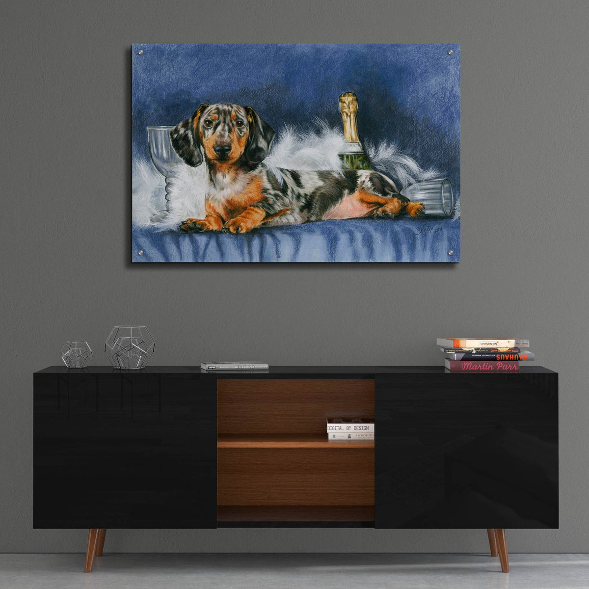 Happy New Year Without Party Hat by Barbara Keith - 36x24 acrylic wall art in a room
