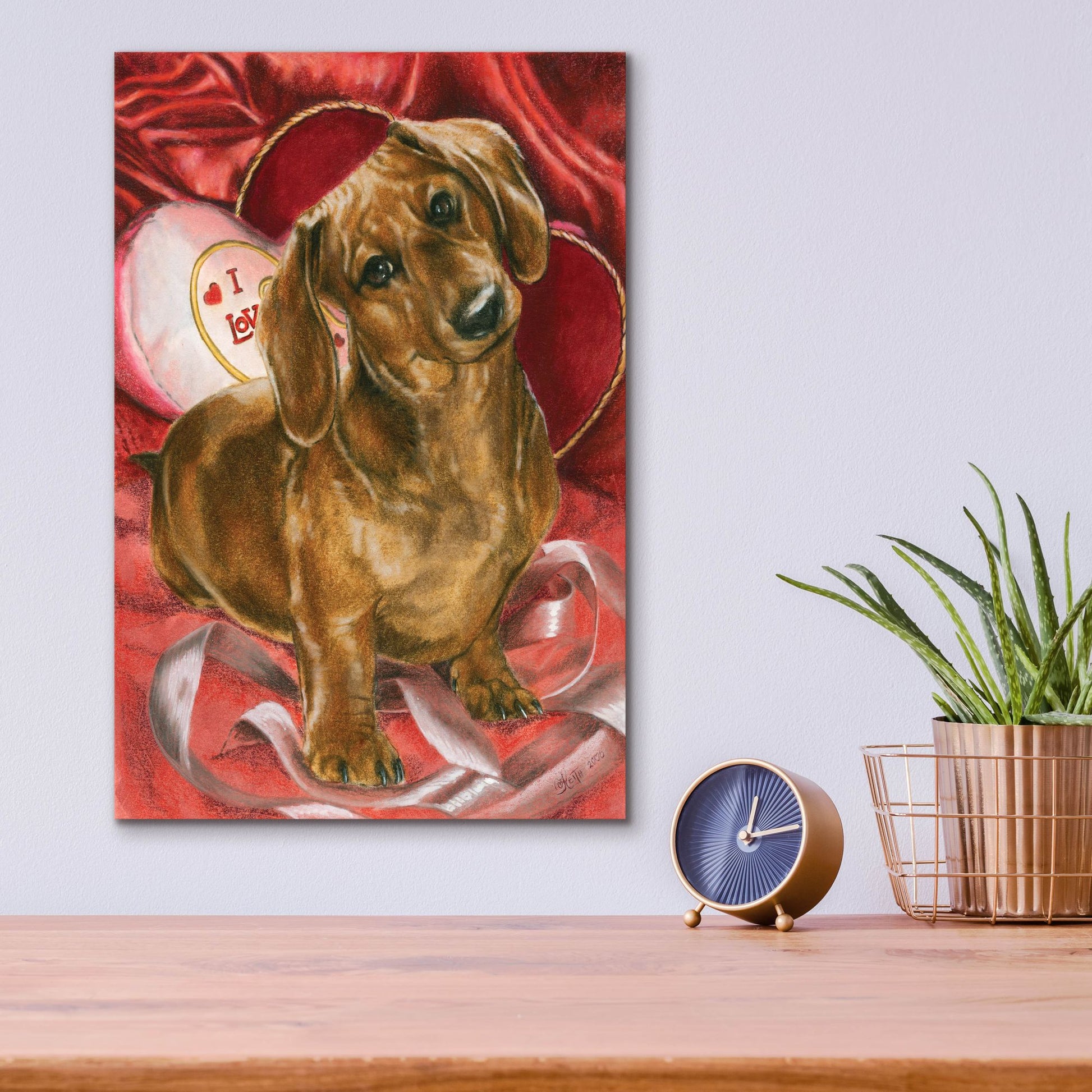 Epic Art 'Dachshund Love' by Barbara Keith, Acrylic Glass Wall Art,12x16