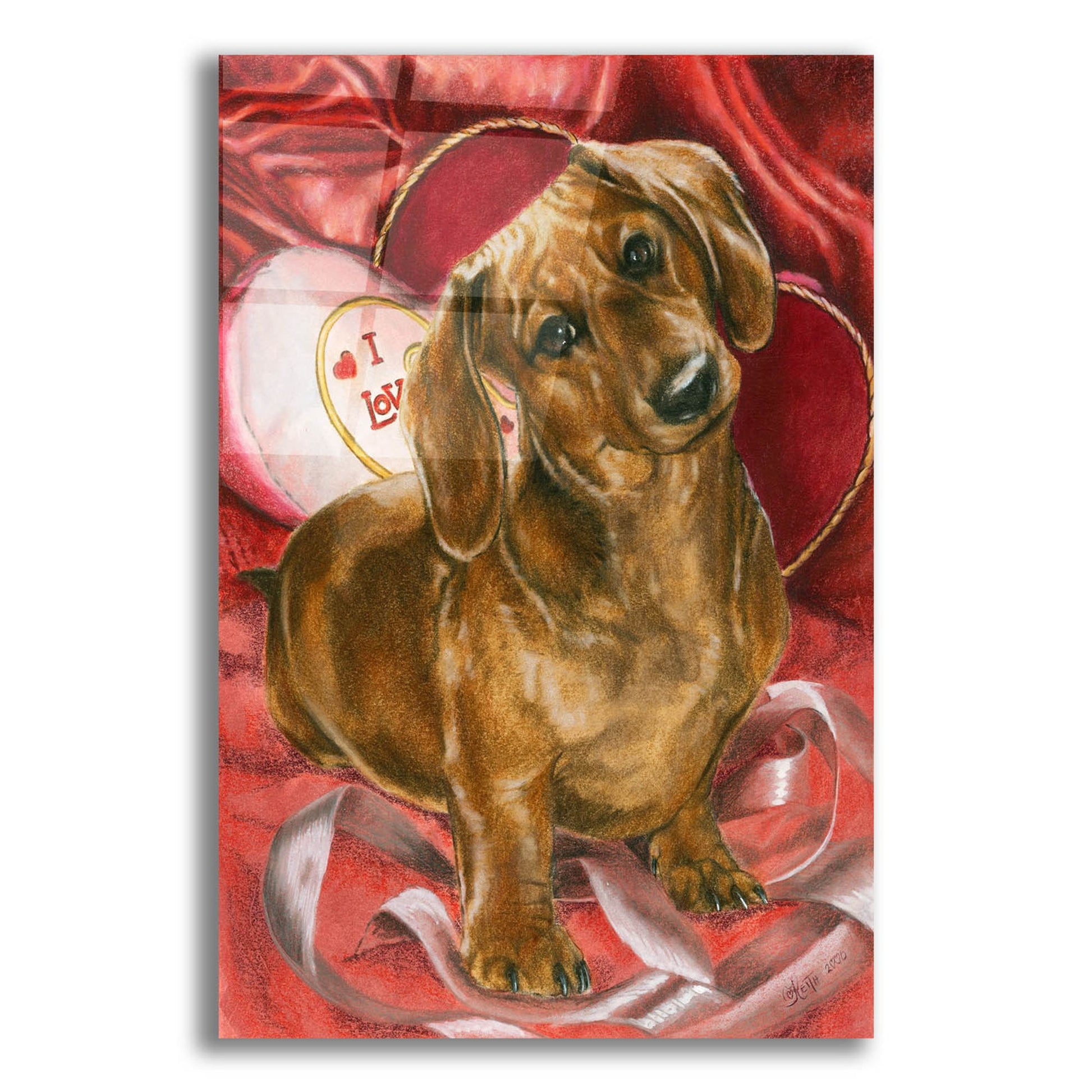 Epic Art 'Dachshund Love' by Barbara Keith, Acrylic Glass Wall Art,12x16