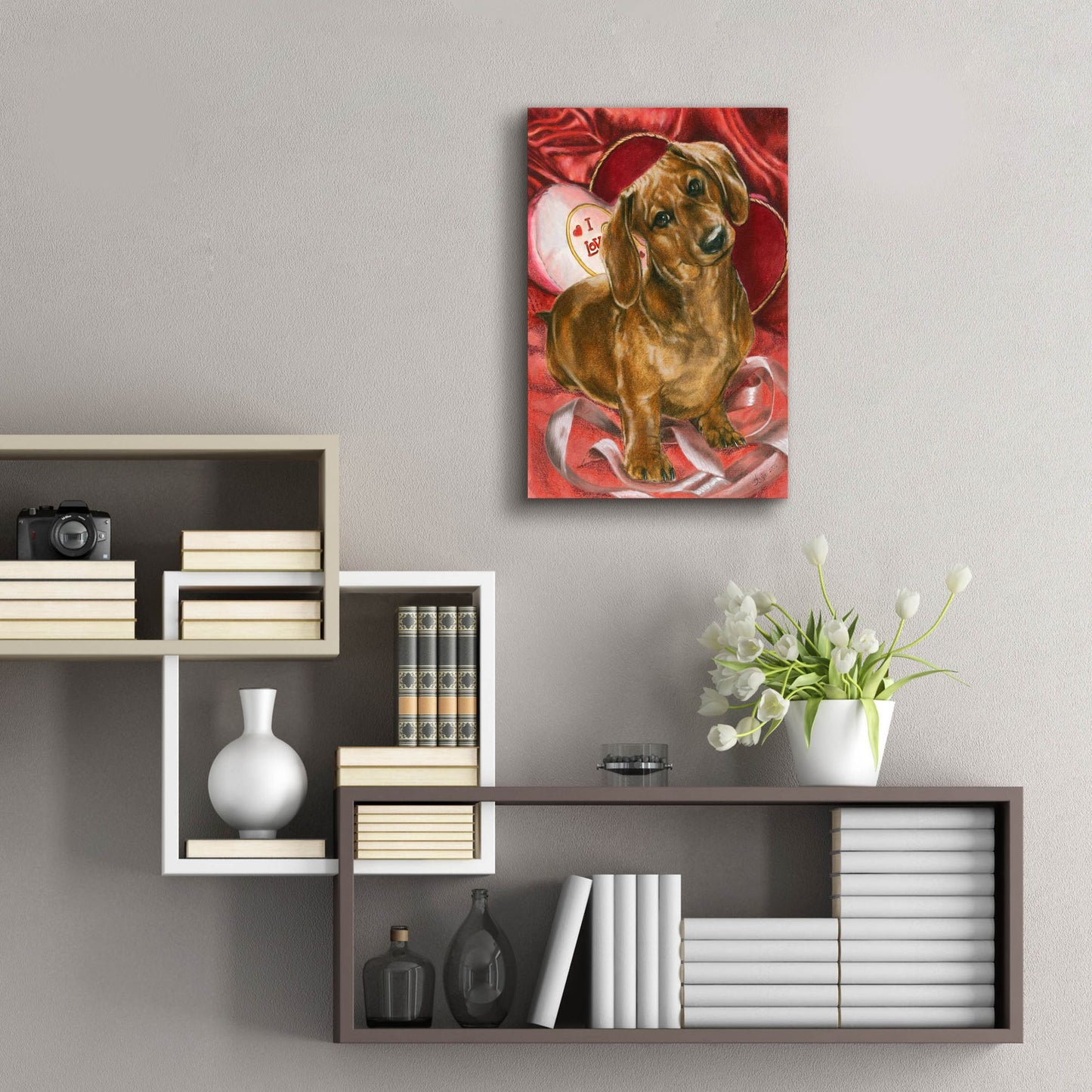 Epic Art 'Dachshund Love' by Barbara Keith, Acrylic Glass Wall Art,16x24