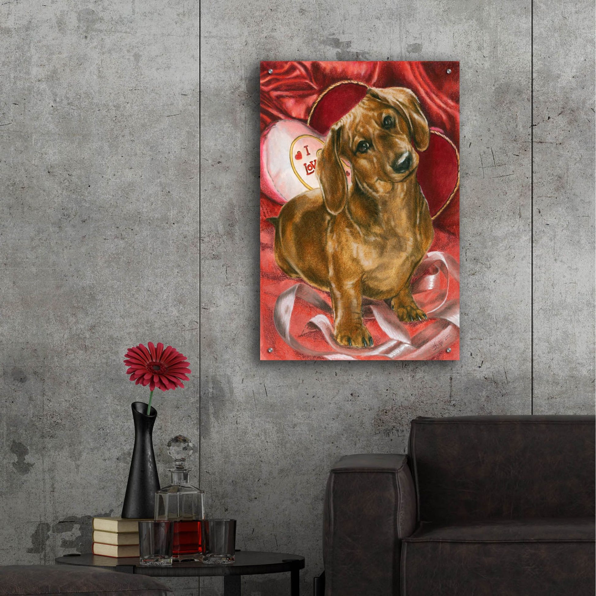 Epic Art 'Dachshund Love' by Barbara Keith, Acrylic Glass Wall Art,24x36