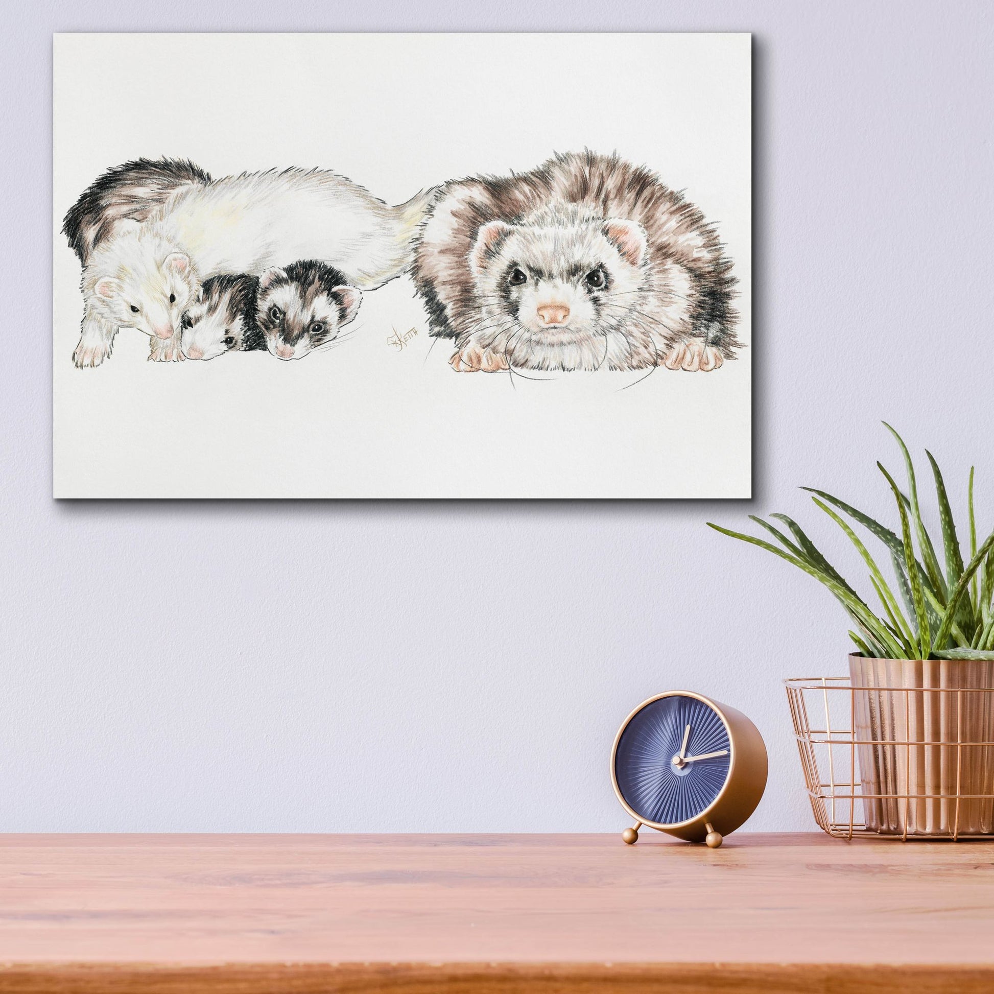 Epic Art 'Family Of Ferrets' by Barbara Keith, Acrylic Glass Wall Art,16x12