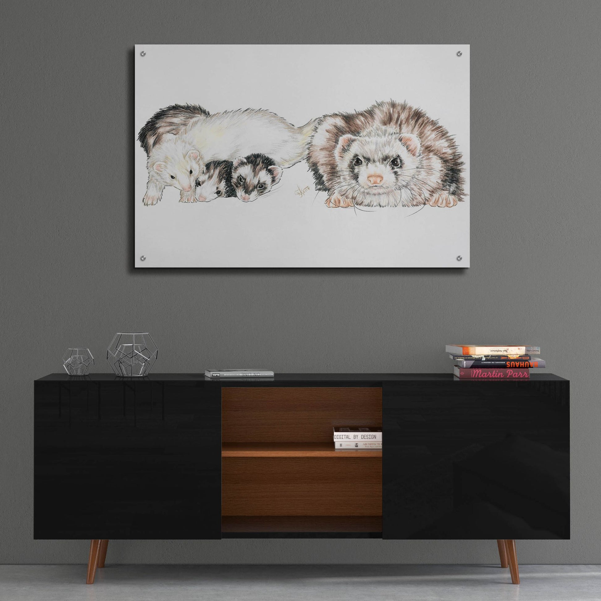 Epic Art 'Family Of Ferrets' by Barbara Keith, Acrylic Glass Wall Art,36x24