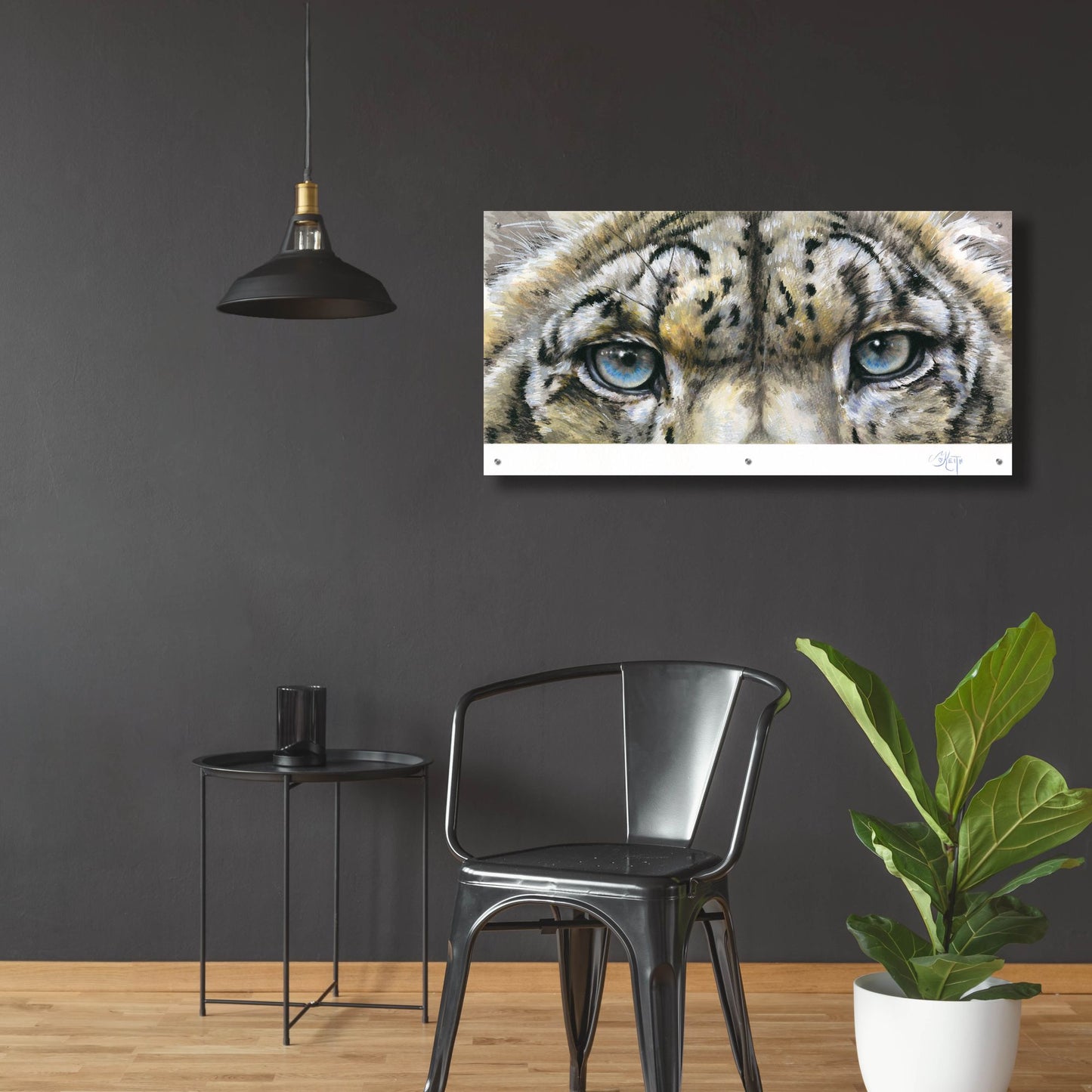 Epic Art 'Eye-Catching Snow Leopard' by Barbara Keith, Acrylic Glass Wall Art,48x24