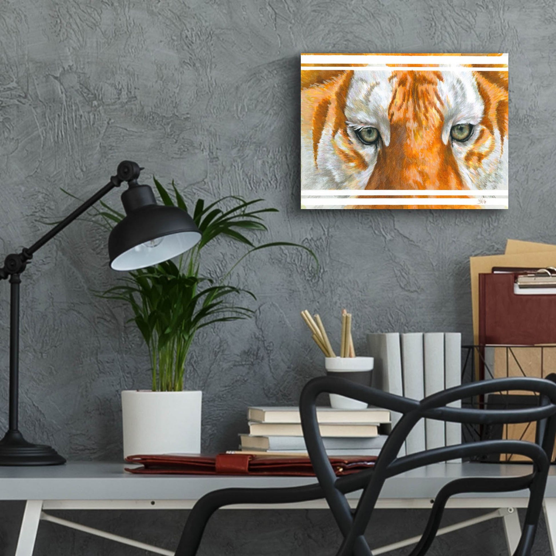 Epic Art 'Eye-Catching Golden Tabby Tiger' by Barbara Keith, Acrylic Glass Wall Art,16x12