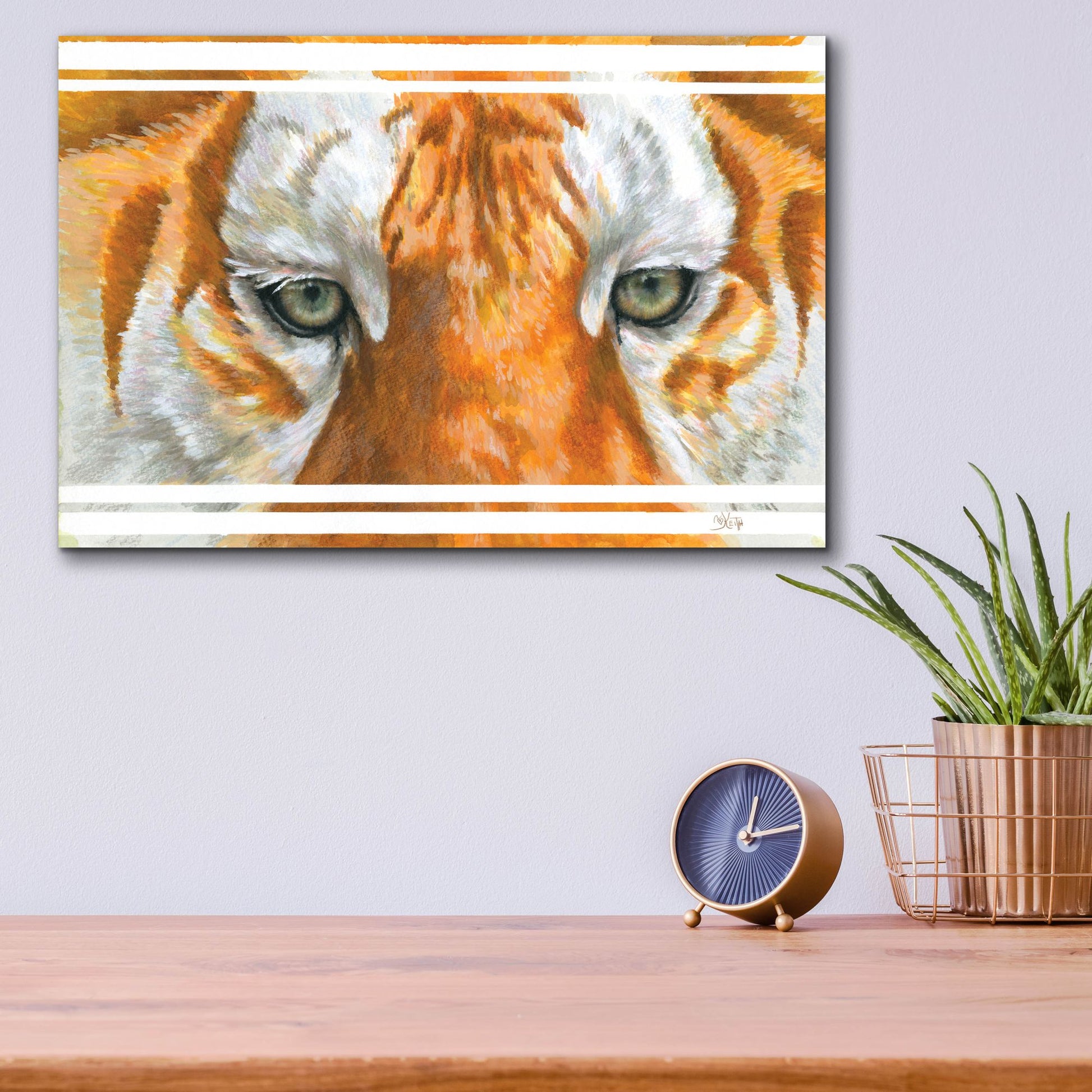 Epic Art 'Eye-Catching Golden Tabby Tiger' by Barbara Keith, Acrylic Glass Wall Art,16x12