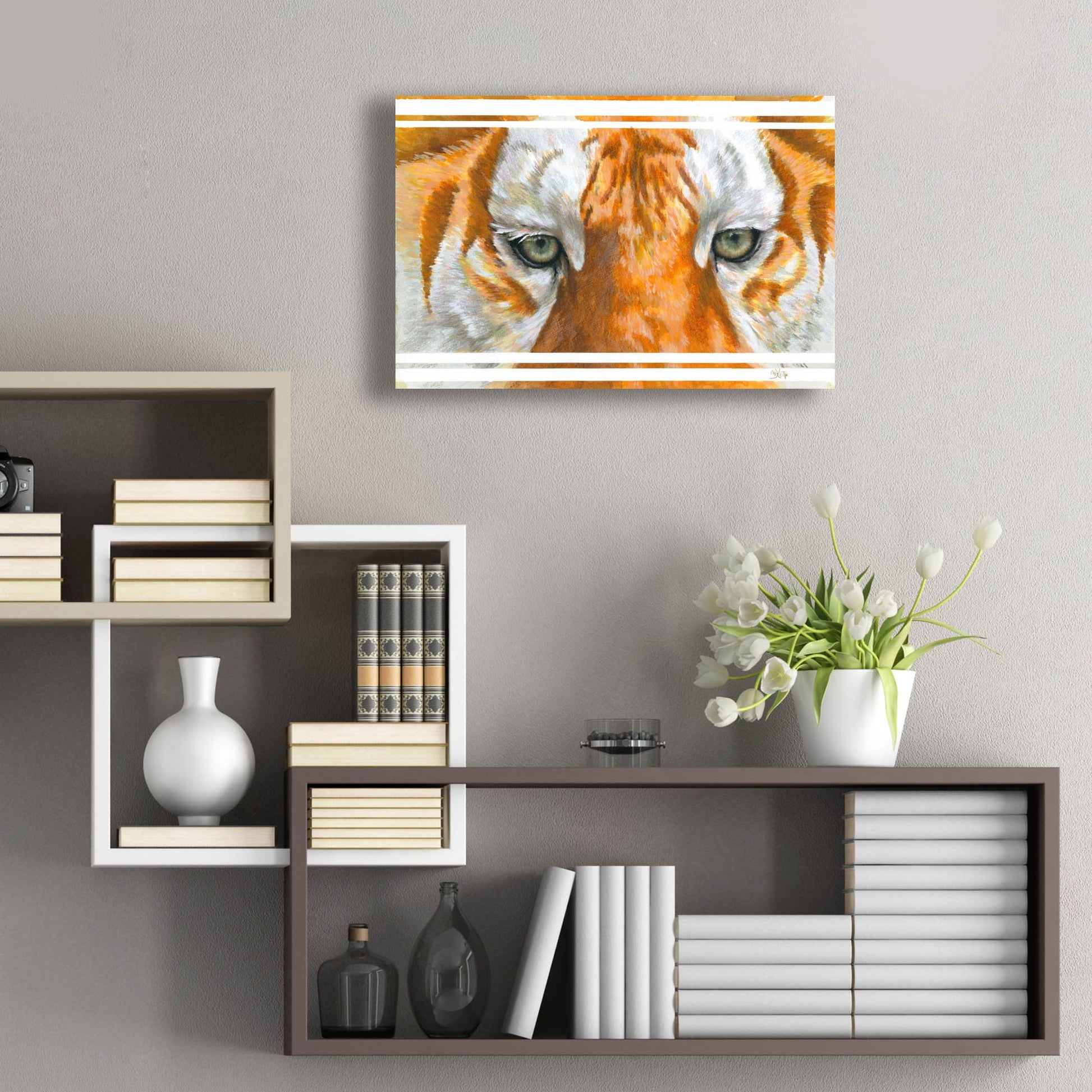 Epic Art 'Eye-Catching Golden Tabby Tiger' by Barbara Keith, Acrylic Glass Wall Art,24x16