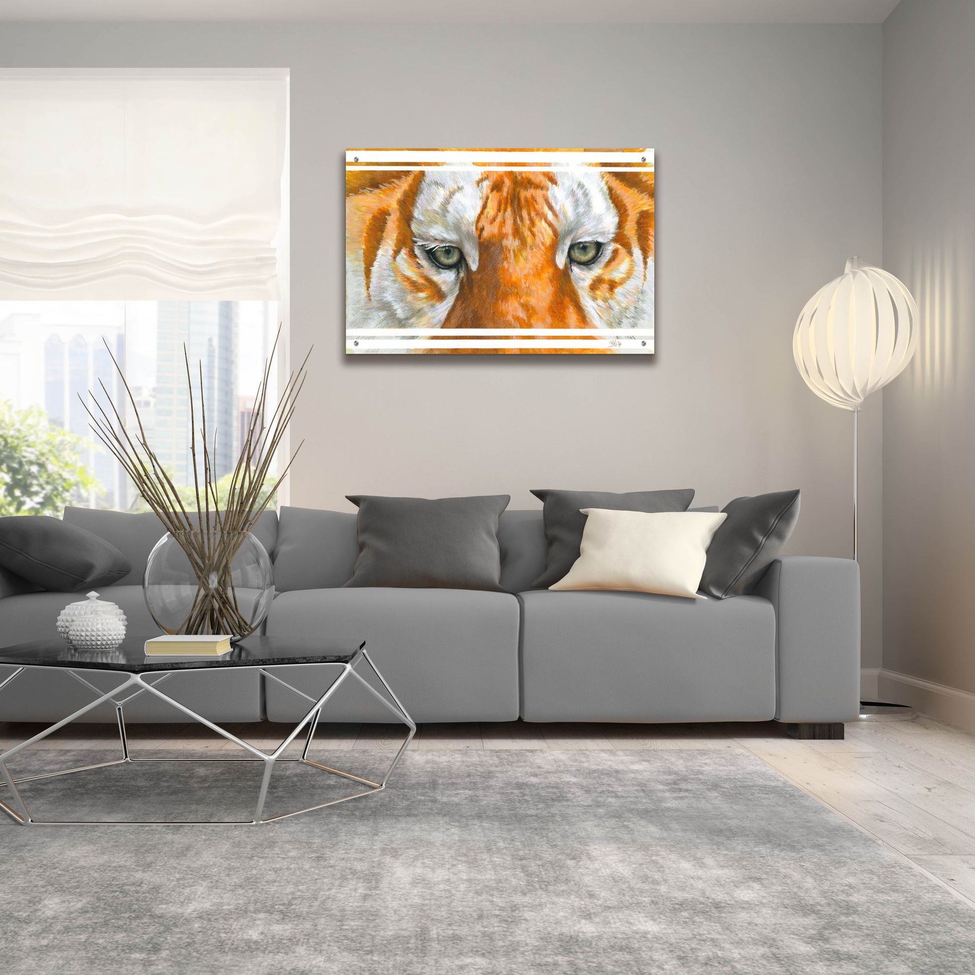 Epic Art 'Eye-Catching Golden Tabby Tiger' by Barbara Keith, Acrylic Glass Wall Art,36x24