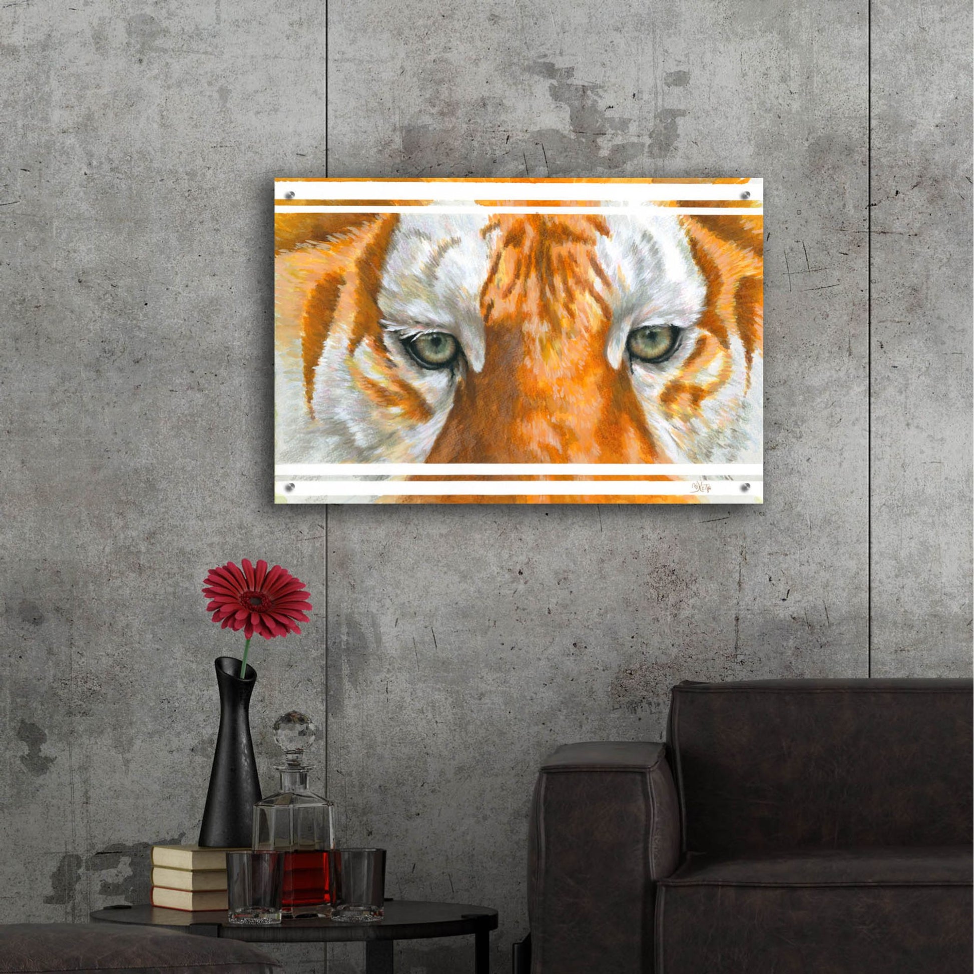 Epic Art 'Eye-Catching Golden Tabby Tiger' by Barbara Keith, Acrylic Glass Wall Art,36x24