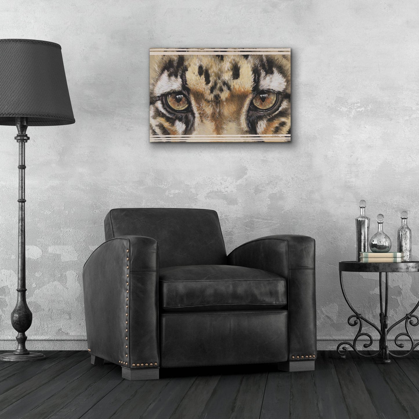 Epic Art 'Eye-Catching Clouded Leopard' by Barbara Keith, Acrylic Glass Wall Art,24x16