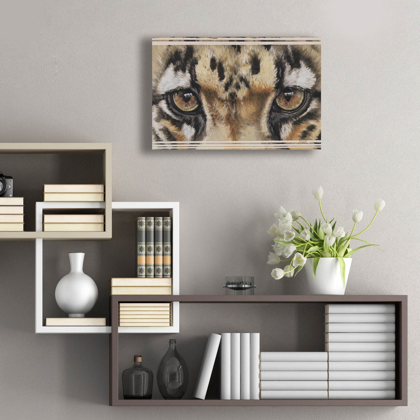 Epic Art 'Eye-Catching Clouded Leopard' by Barbara Keith, Acrylic Glass Wall Art,24x16