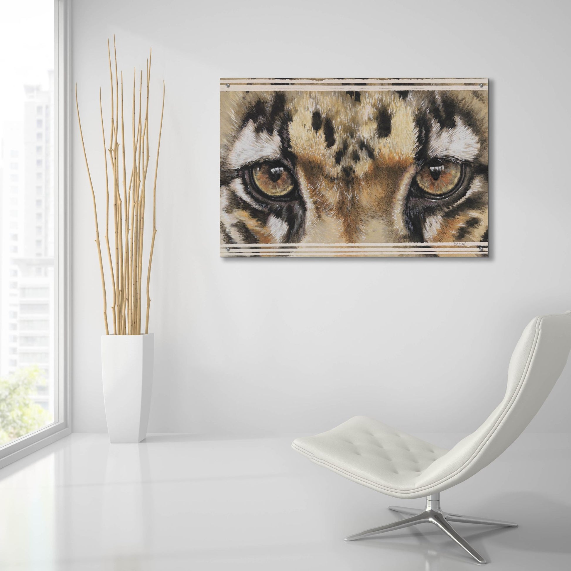 Epic Art 'Eye-Catching Clouded Leopard' by Barbara Keith, Acrylic Glass Wall Art,36x24