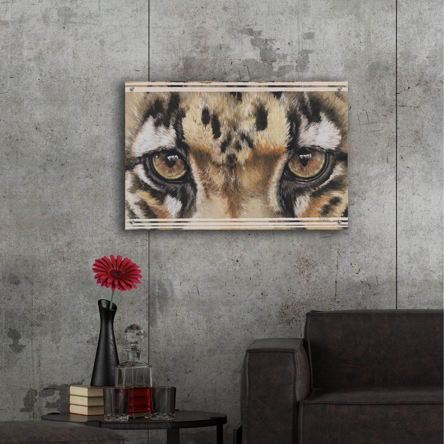 Epic Art 'Eye-Catching Clouded Leopard' by Barbara Keith, Acrylic Glass Wall Art,36x24